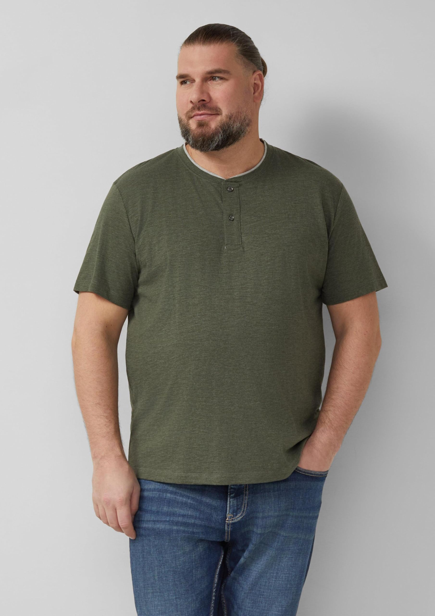 s.Oliver Junior Henley-Shirt Melange-Jersey olivgrün
