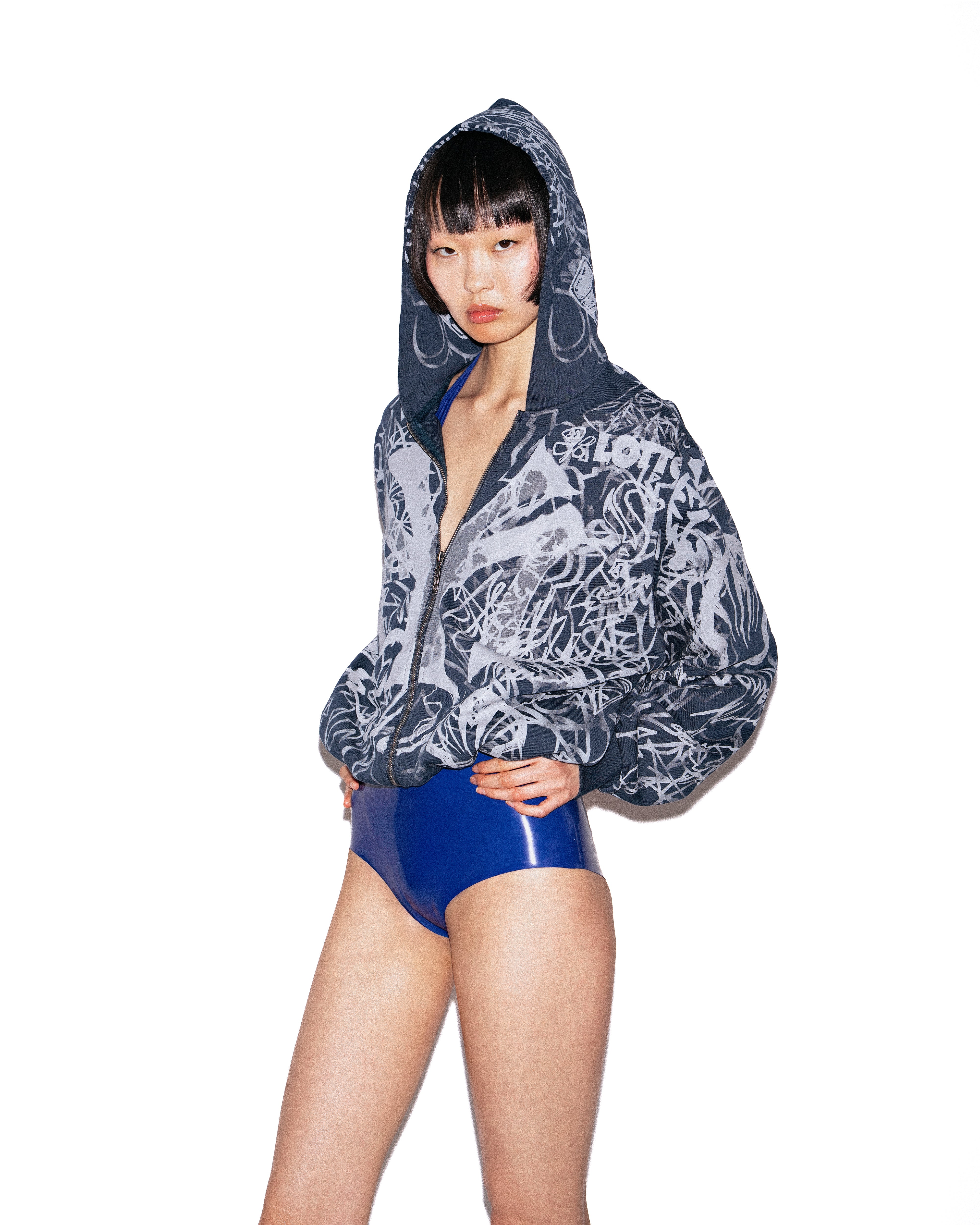 Mowalola Graffiti Track Top Hoodie navy Baumwolle
