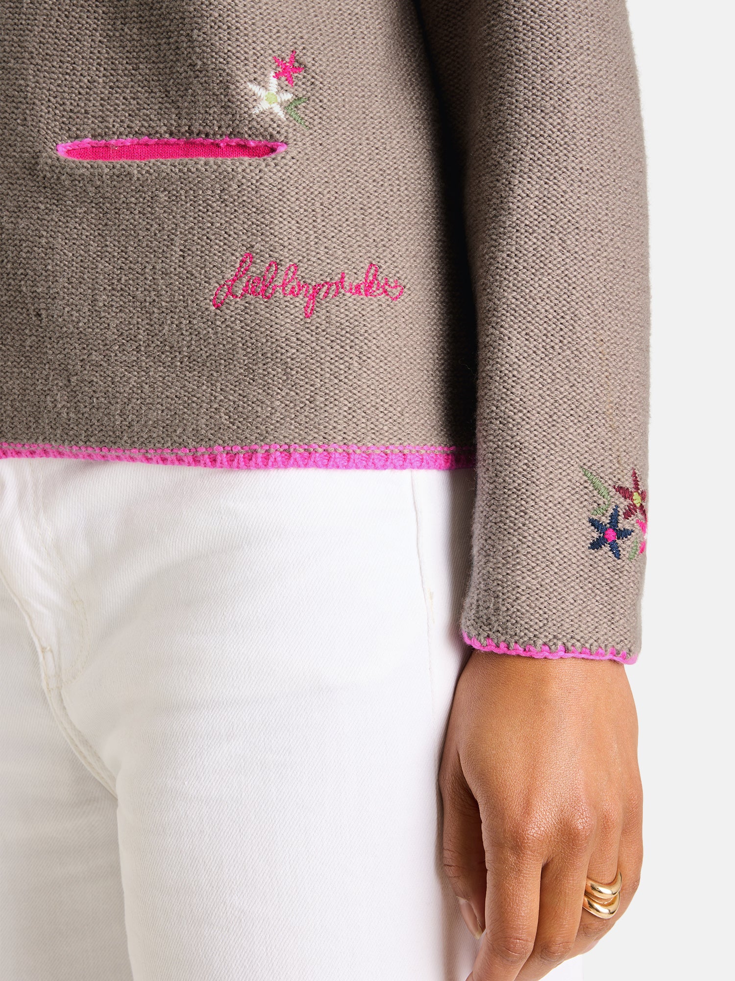 Lieblingsstück ZippaL Strickjacke taupe Merinowolle
