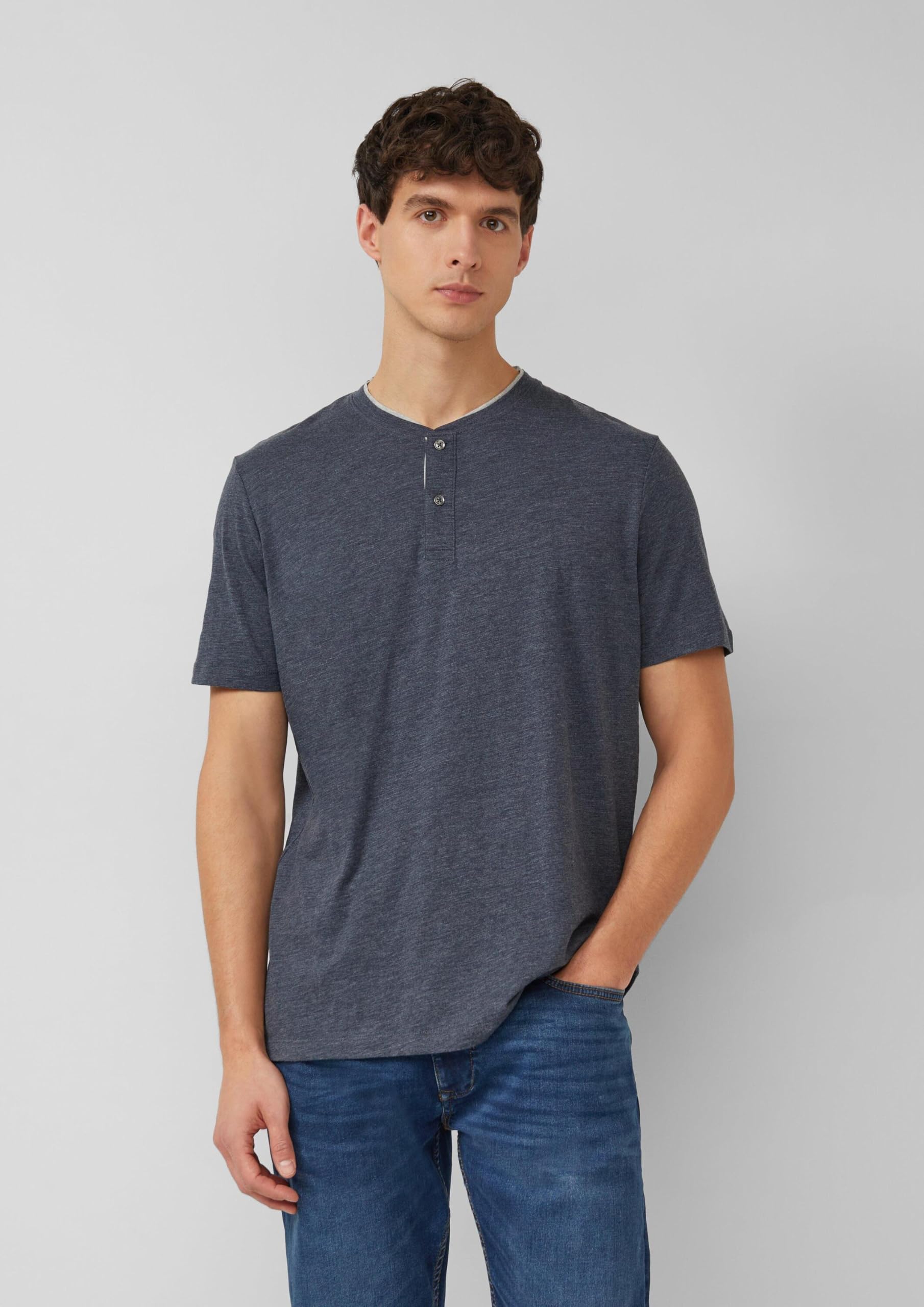 s.Oliver Junior Melange-Jersey Henley-Shirt 3XL Baumwolle
