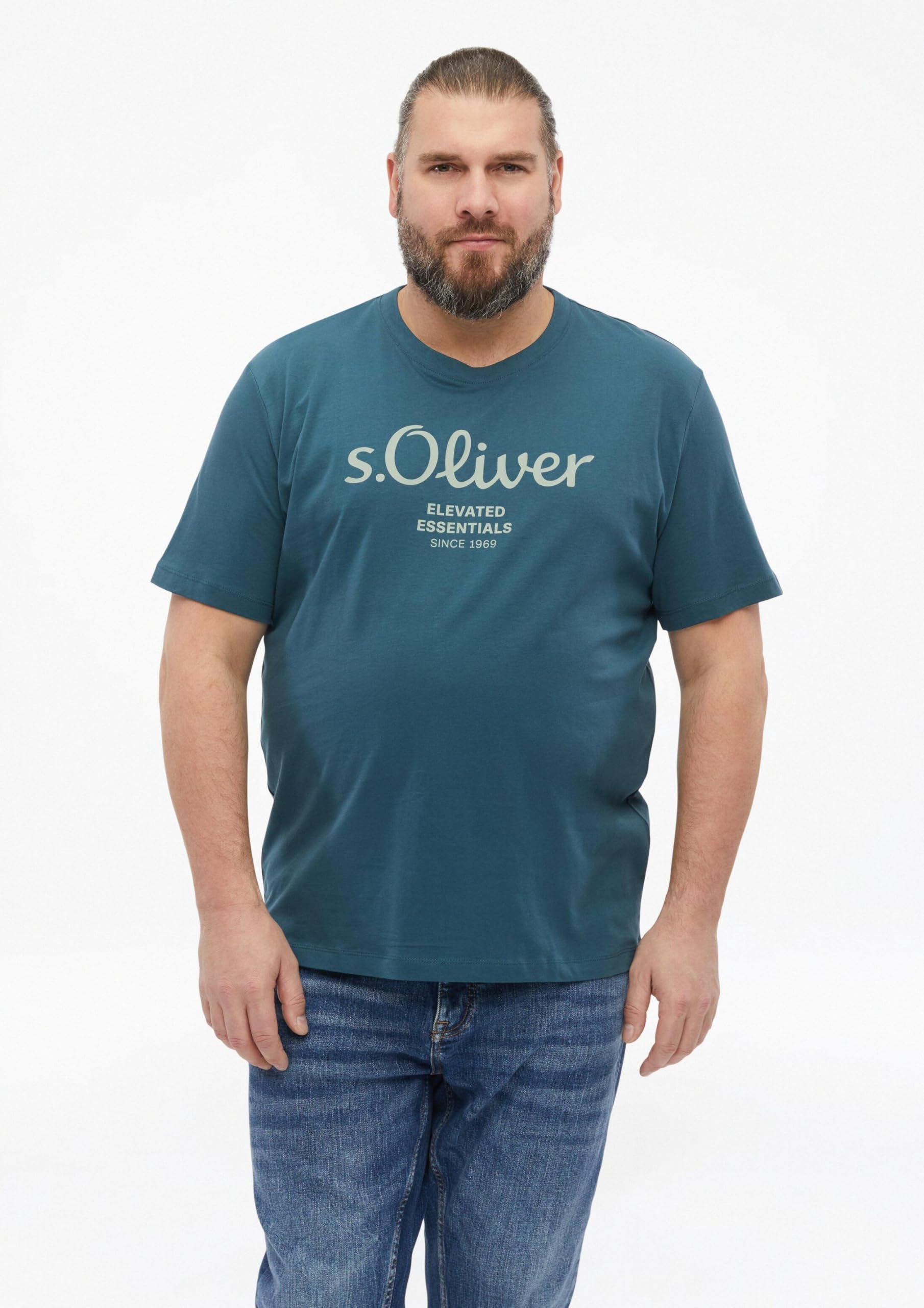 s.Oliver Big Size Fit Herren T-Shirt Label-Print Jersey