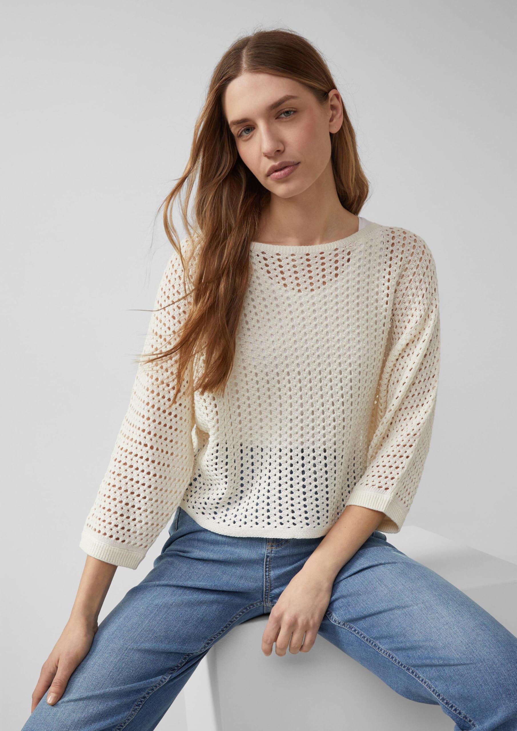 s.Oliver Red Label Pullover 2178901 3/4 Arm Creme