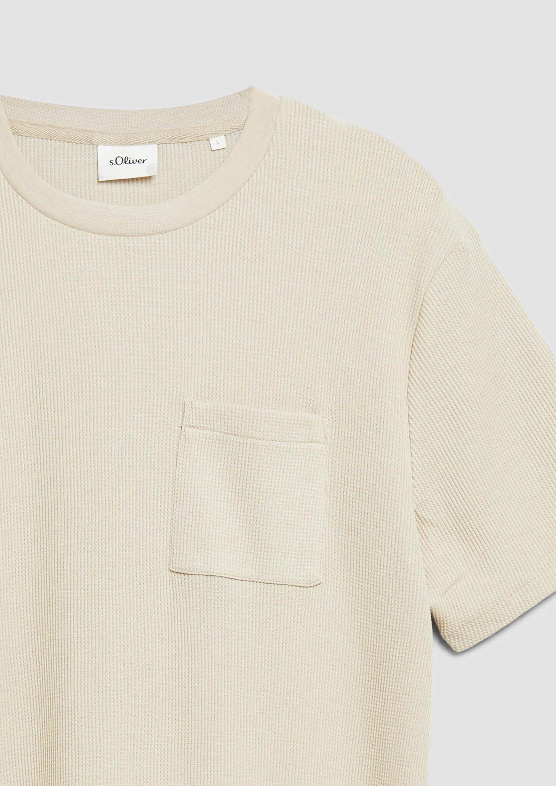 s.Oliver Junior Waffelpiqué T-Shirt beige Brusttasche