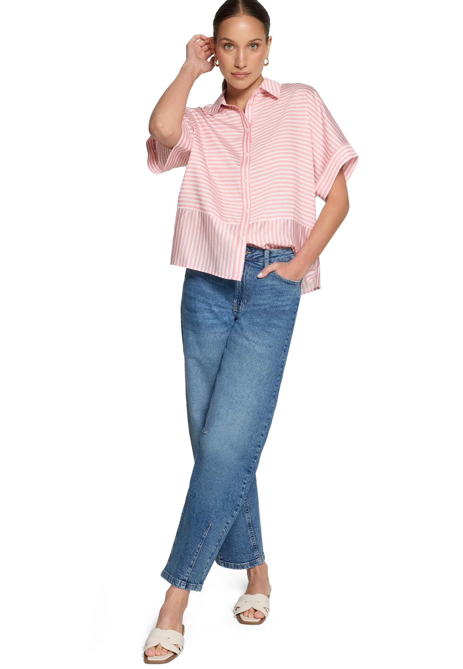 zero Hemdbluse mit Streifen Bluse 40 Rosé Cream