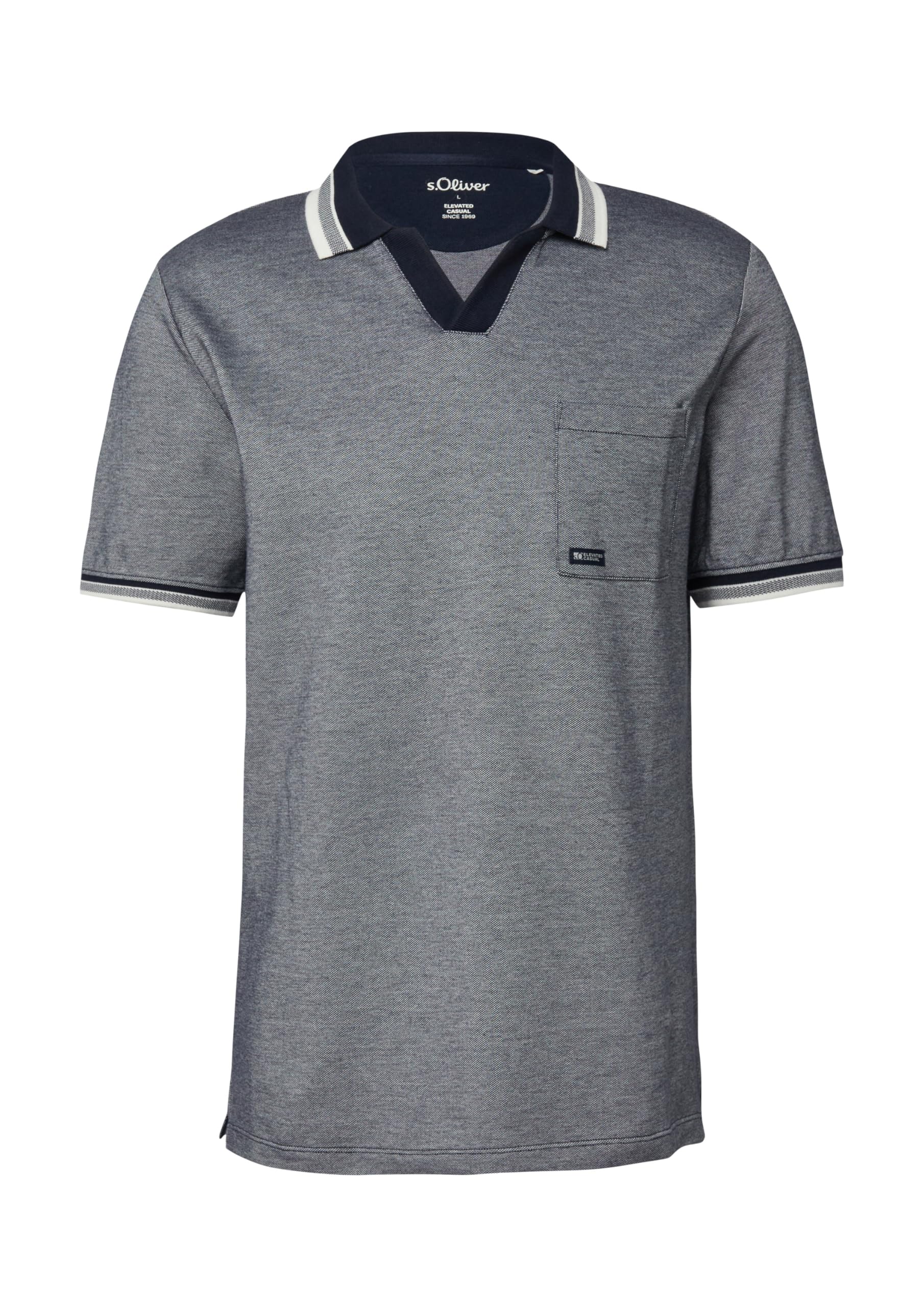 s.Oliver Bi-Color Piqué Poloshirt L mit Brusttasche
