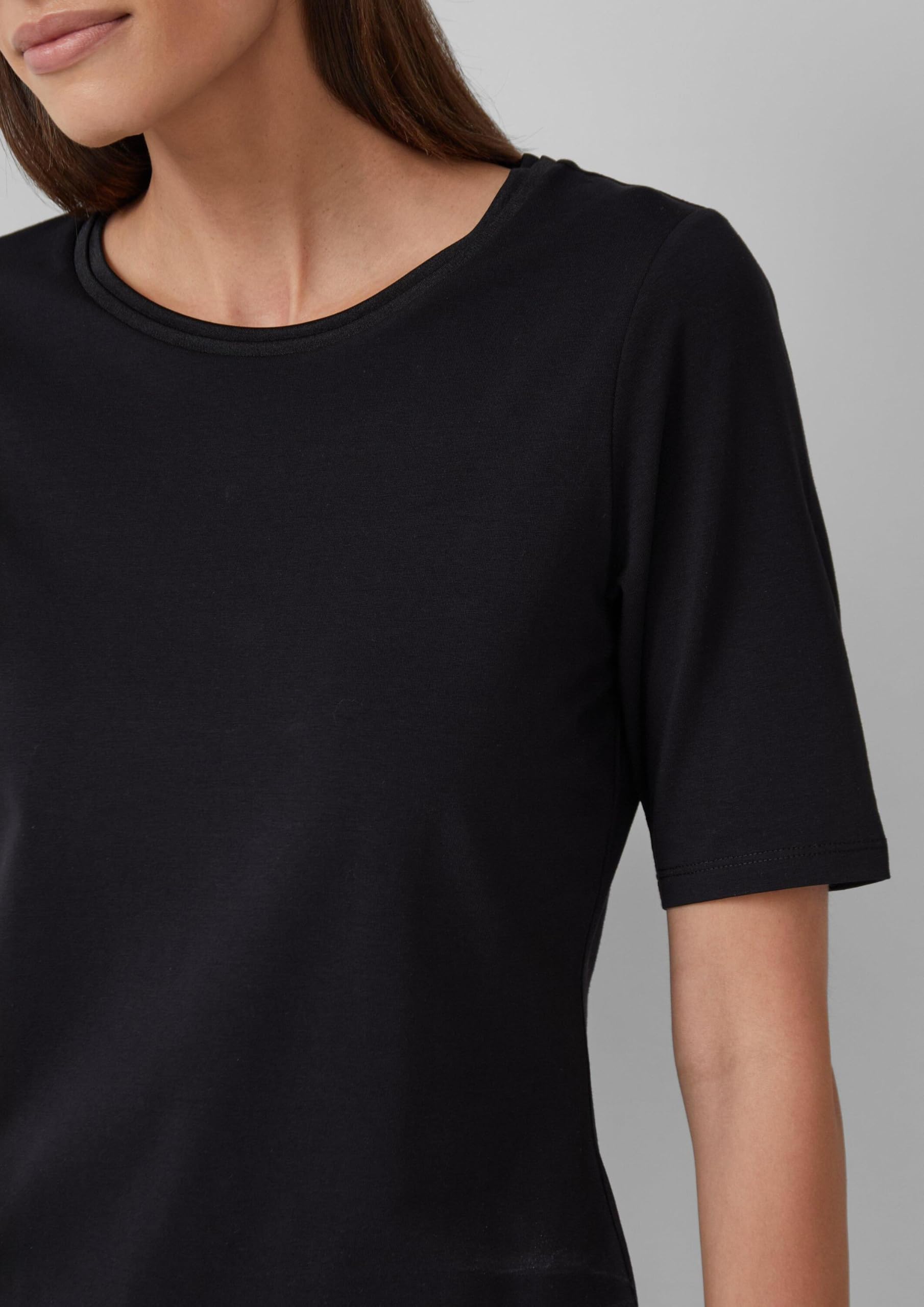 s.Oliver T-Shirt Baumwollmix Satindetail weiß Regular Fit