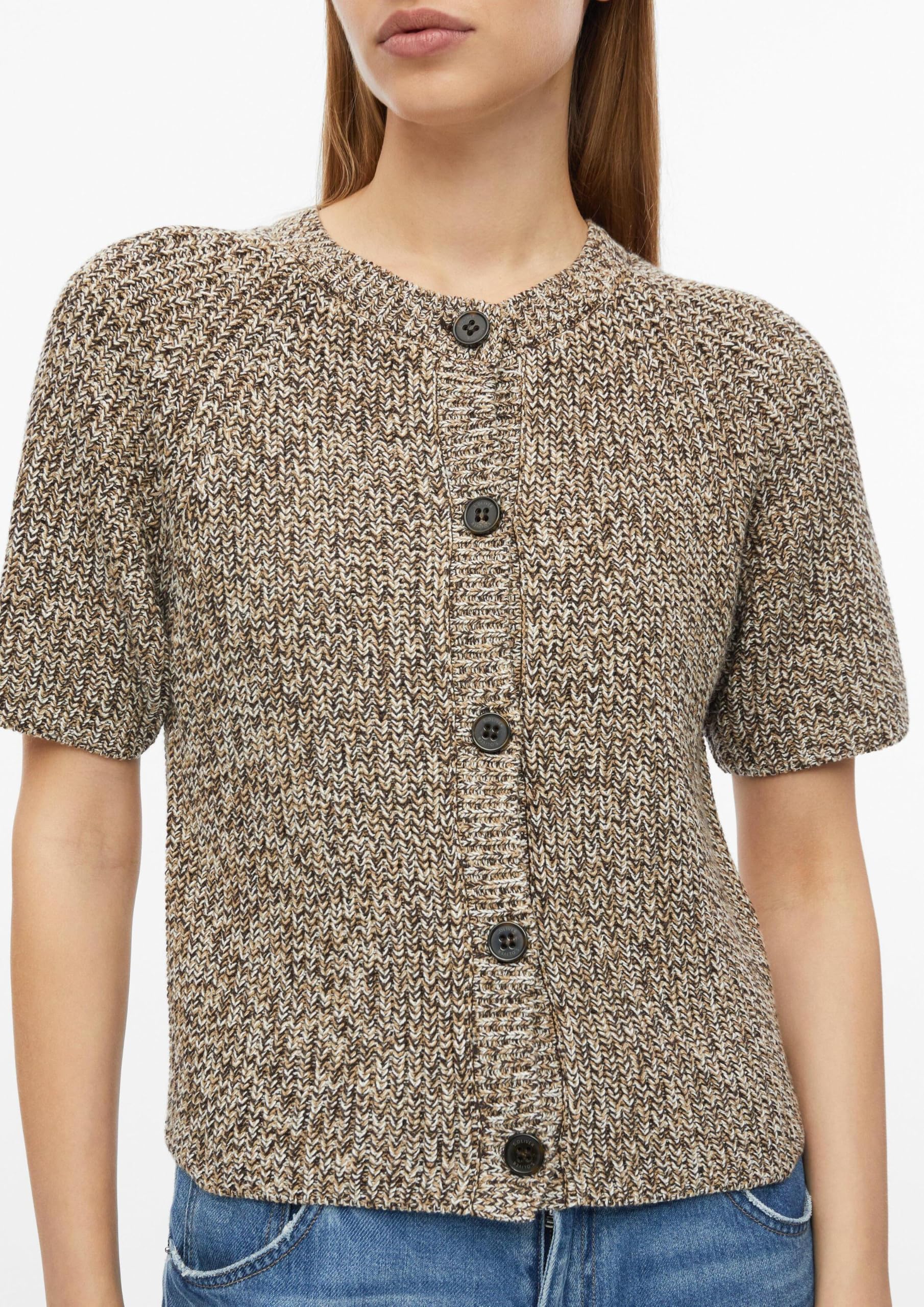 s.Oliver RED LABEL Melierte Strickjacke mit Knöpfen Braun