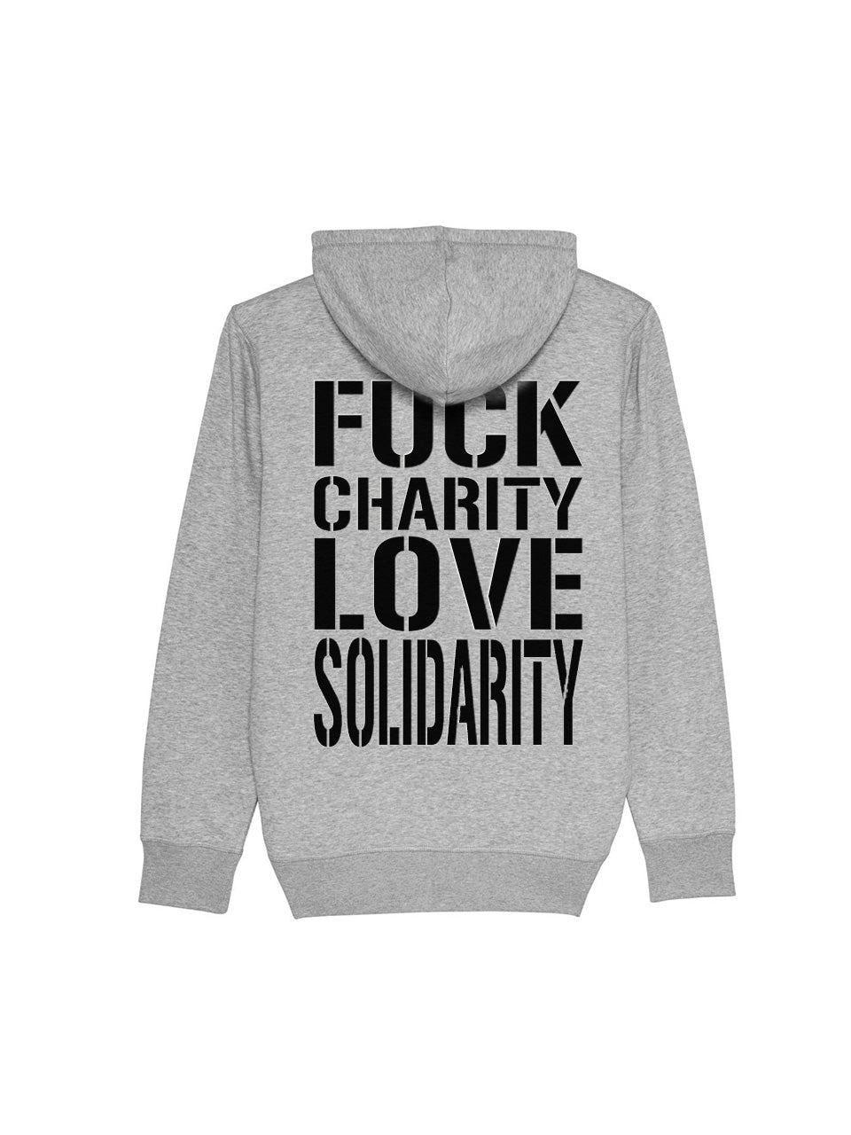 dna merch Fuck Charity Love Solidarity Kapuzenjacke schwarz