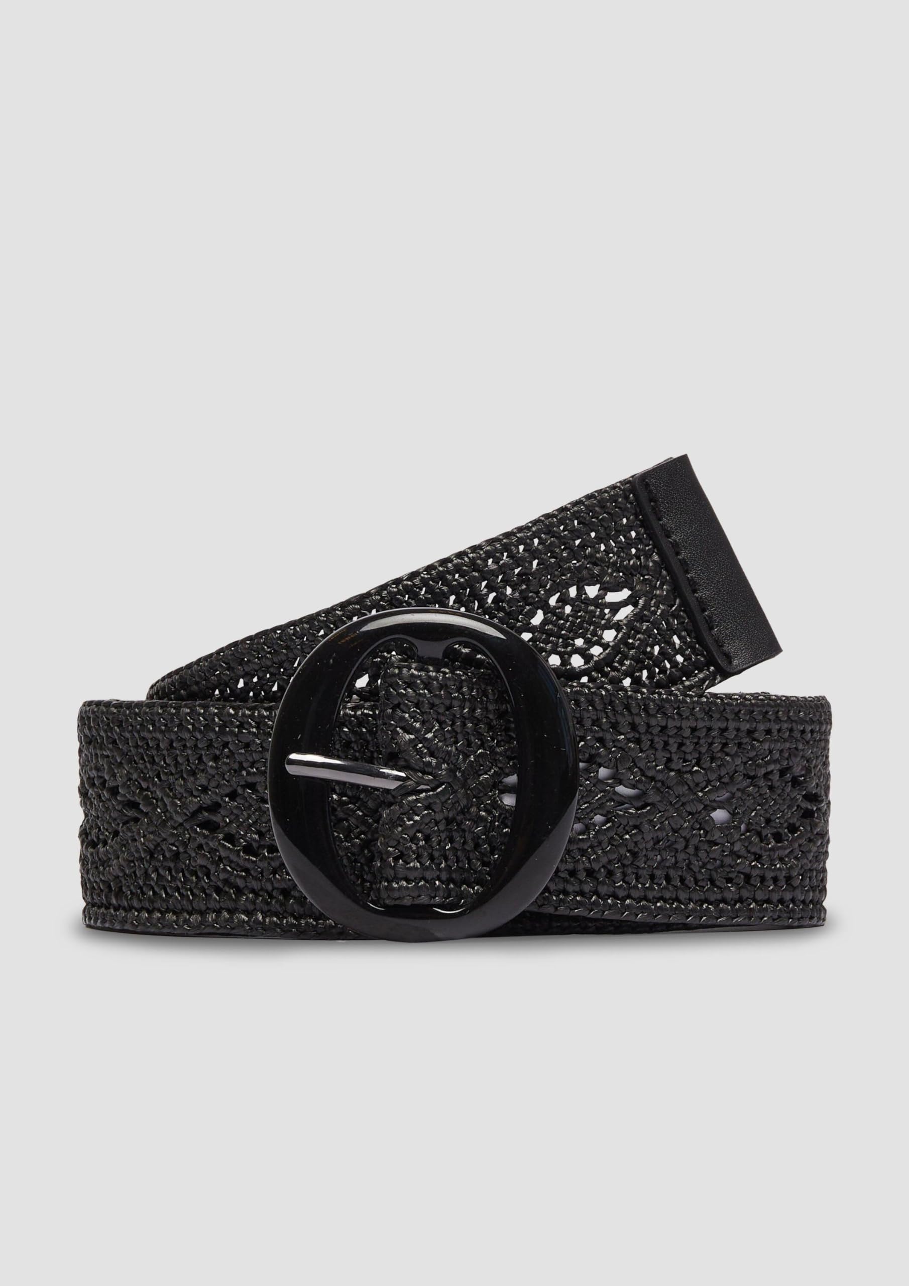 s.Oliver Junior Textilgürtel Raffia schwarz Dornschließe