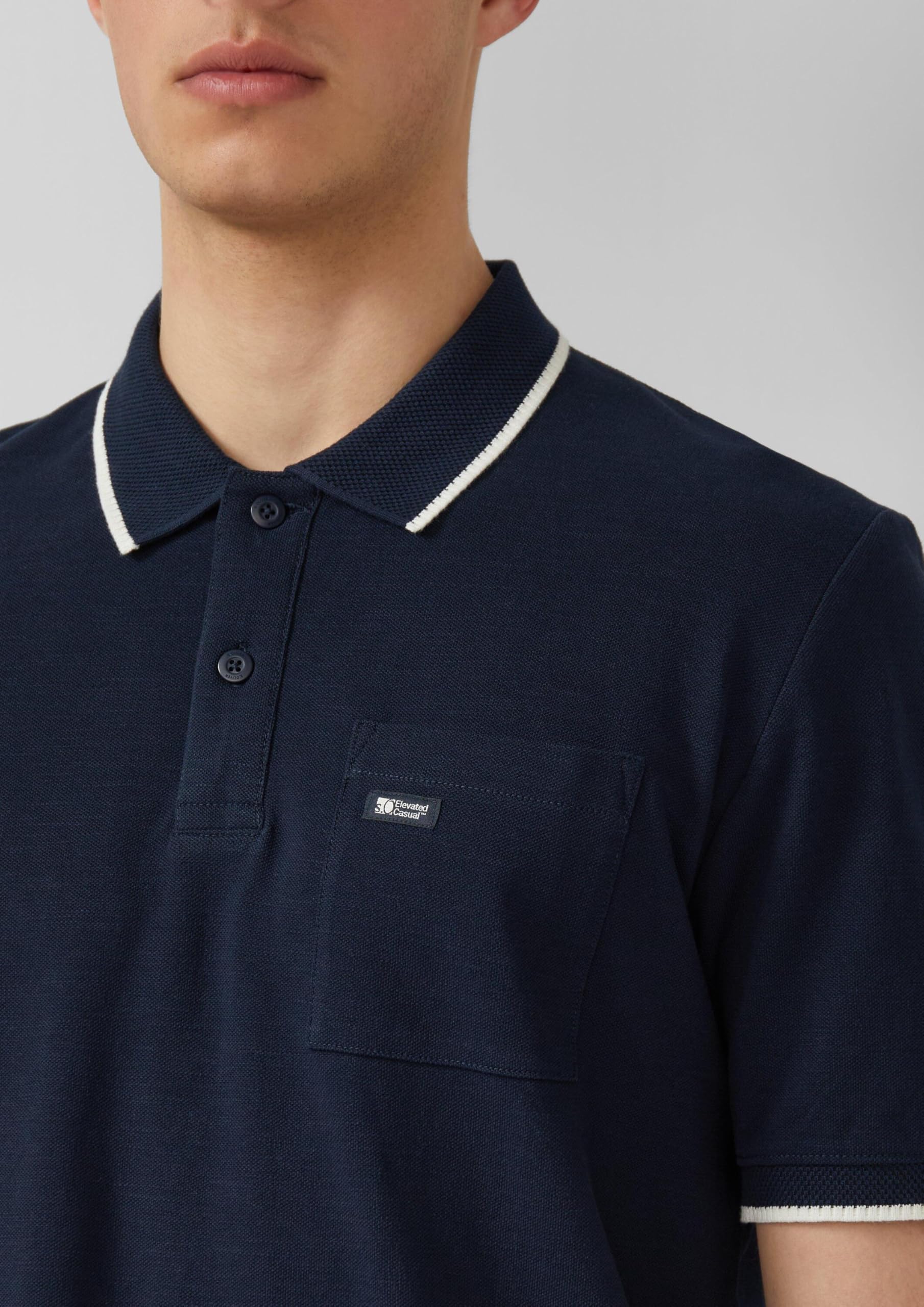 s.Oliver Junior Flammgarn-Piqué Poloshirt navy aus Baumwolle
