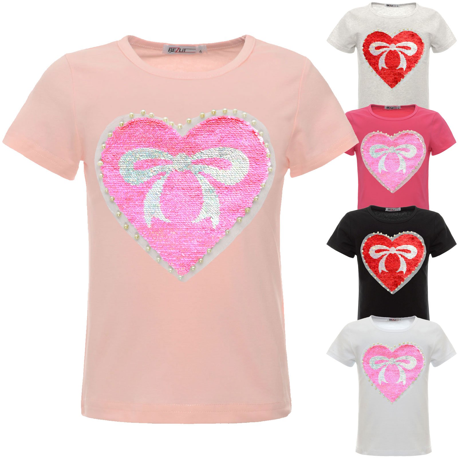 BEZLIT Herz Wendepailletten T-Shirt Grau 152