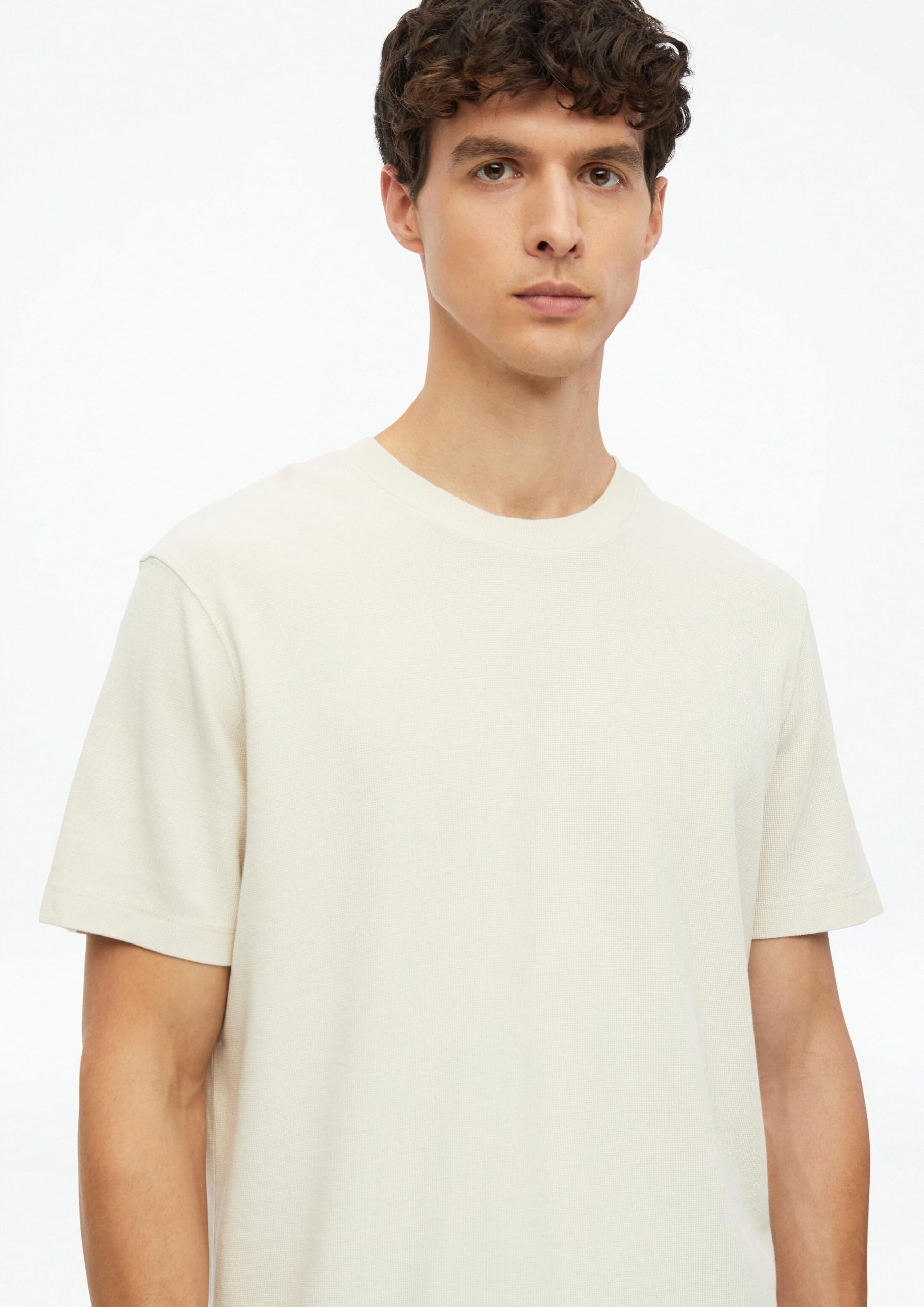 s.Oliver Waffeljersey T-Shirt Beige reine Baumwolle