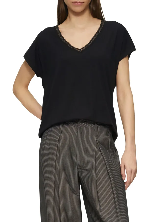 s.Oliver QS Modalmix-Shirt Damen mit Spitze V-Neck