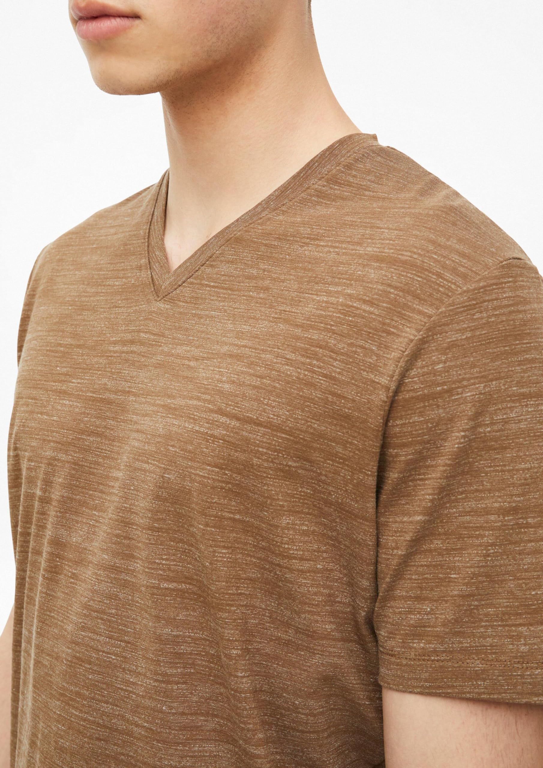 s.Oliver Meliertes T-Shirt mit V-Ausschnitt Braun meliert
