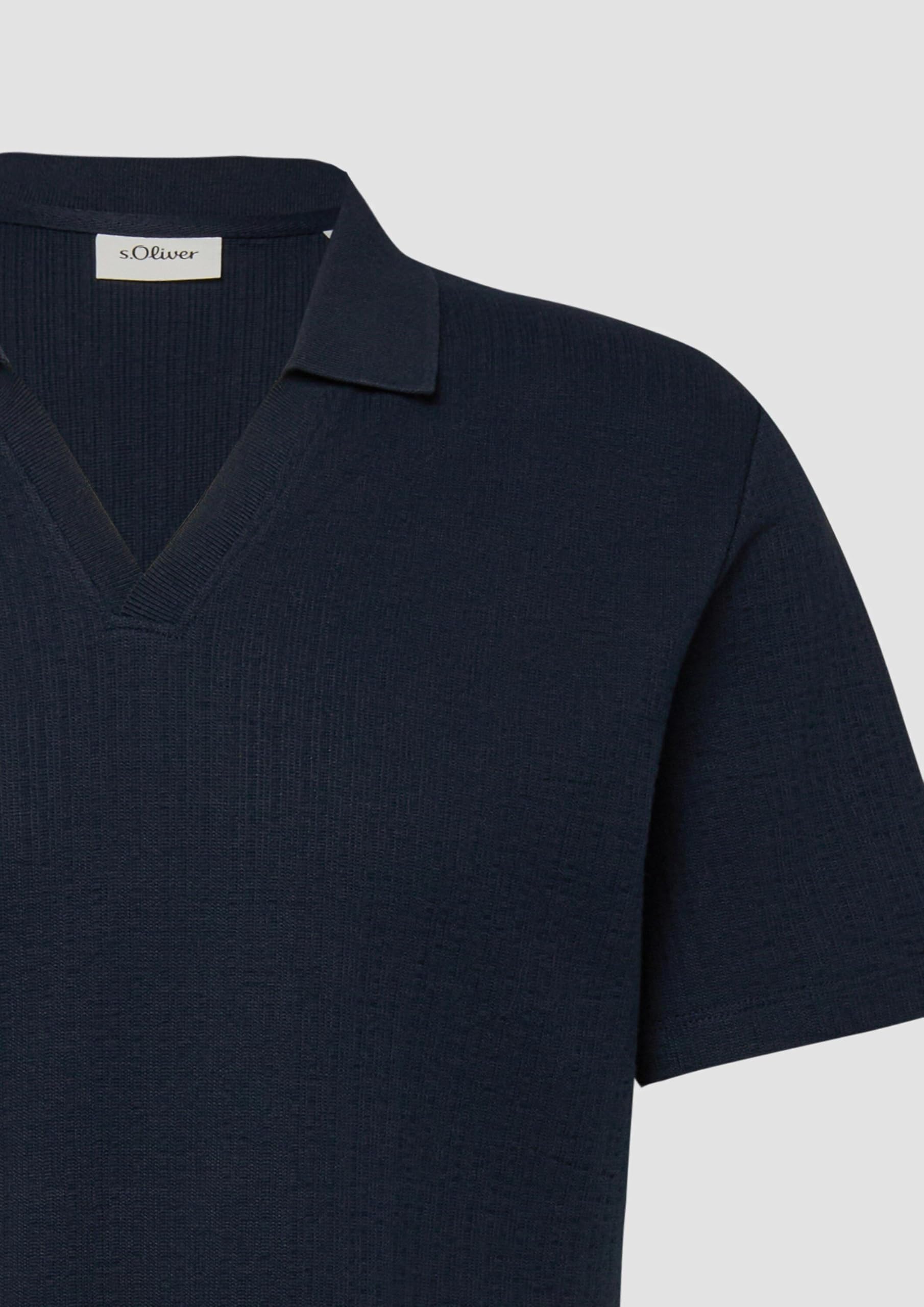 s.Oliver Junior Struktur Poloshirt navy reine Baumwolle