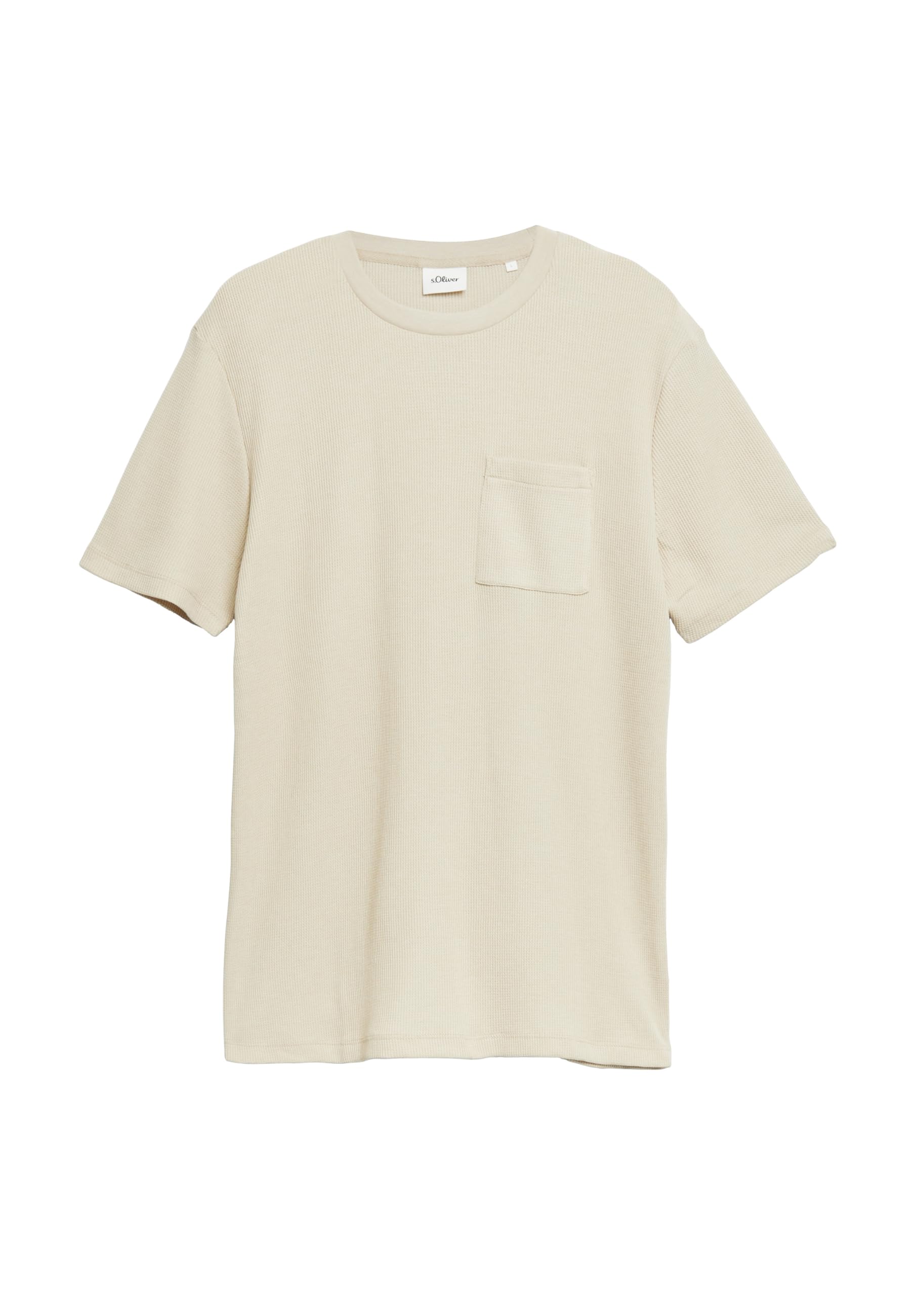 s.Oliver Junior Waffelpiqué T-Shirt beige Brusttasche