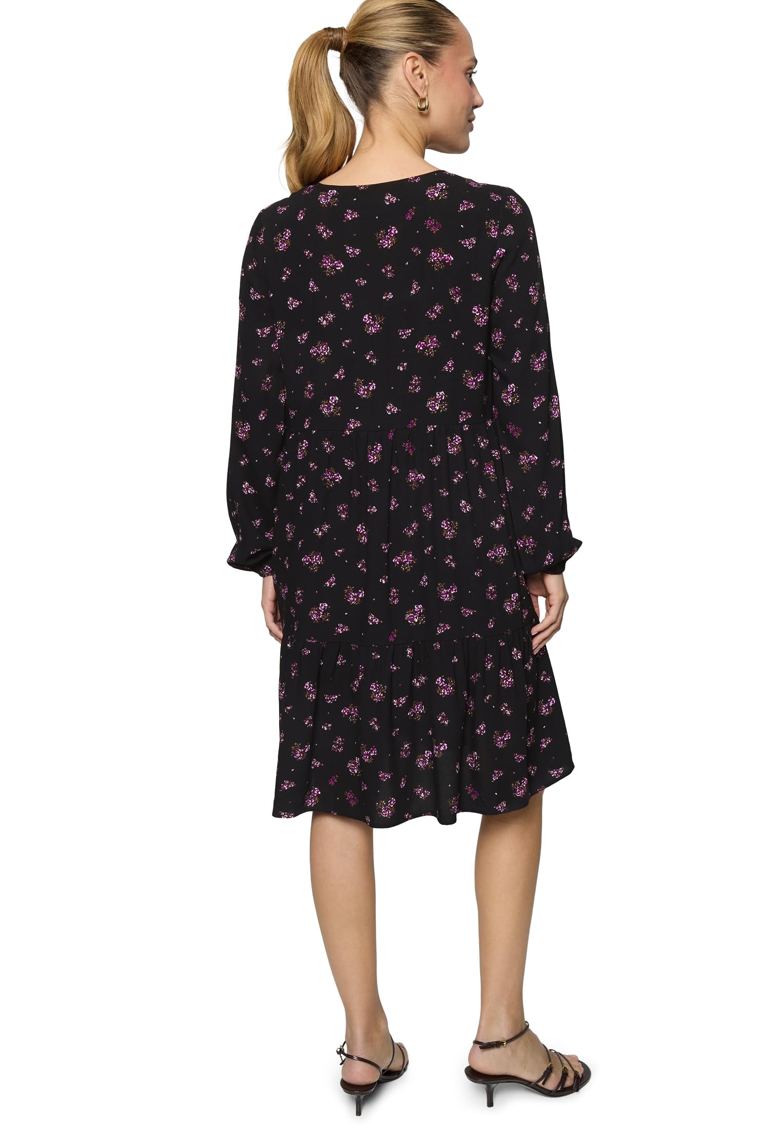 zero Blusenkleid mit Blumen Kleid 40 Black Pink