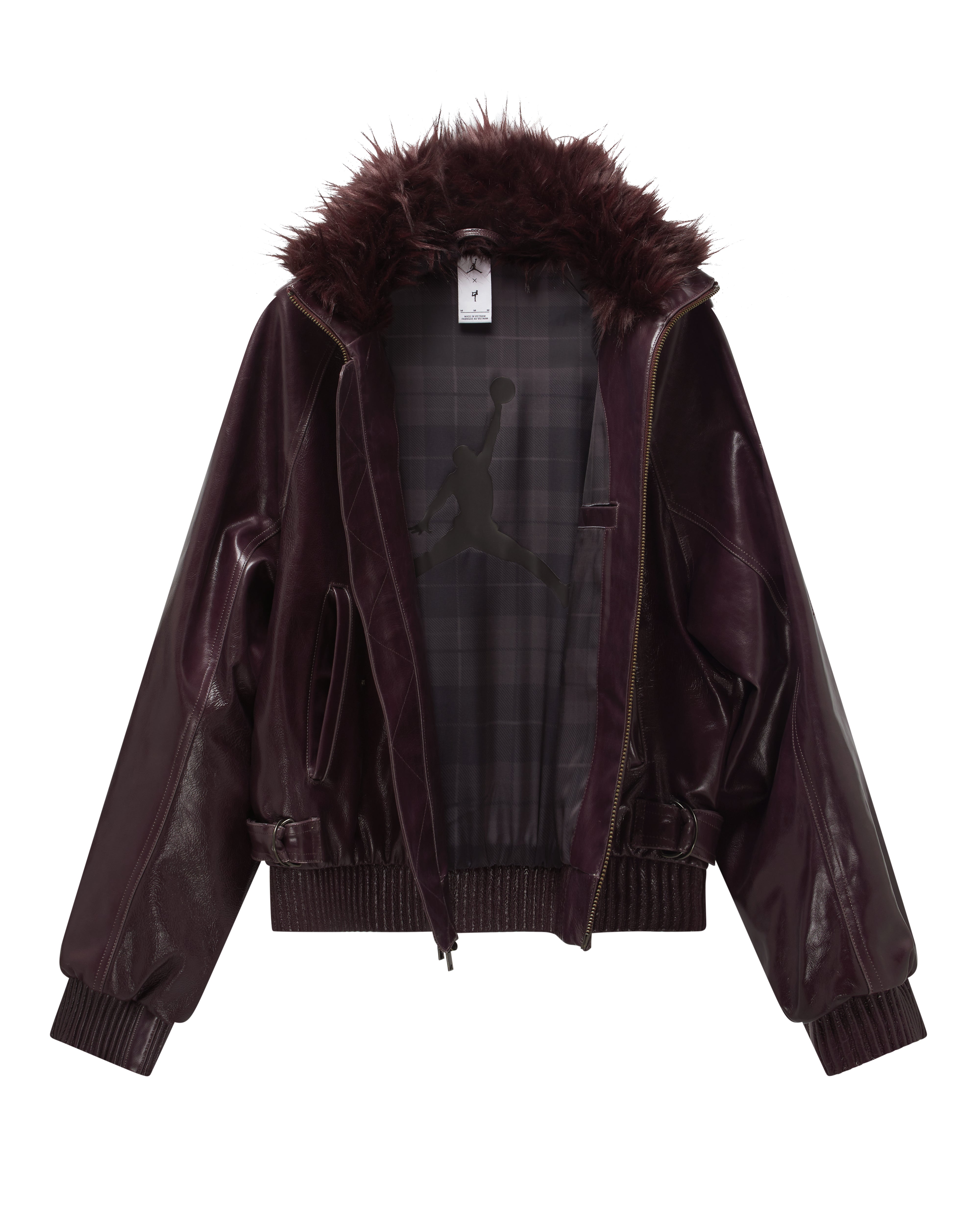 Mowalola Jordan Lederjacke Night Maroon aus Leder