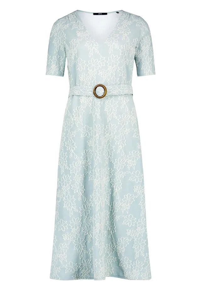 zero Midikleid mit Gürtel Gr. 40 Blue/Cream