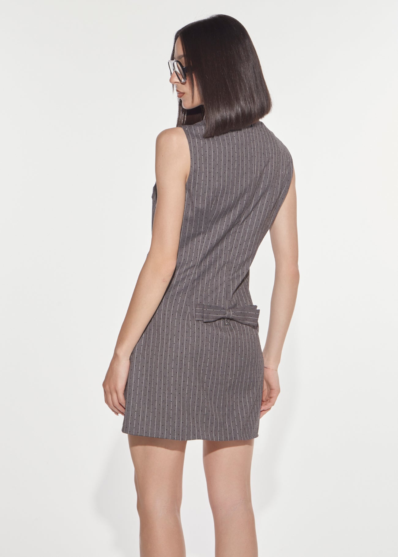 Denny Rose Strass Minikleid grau Nadelstreifen
