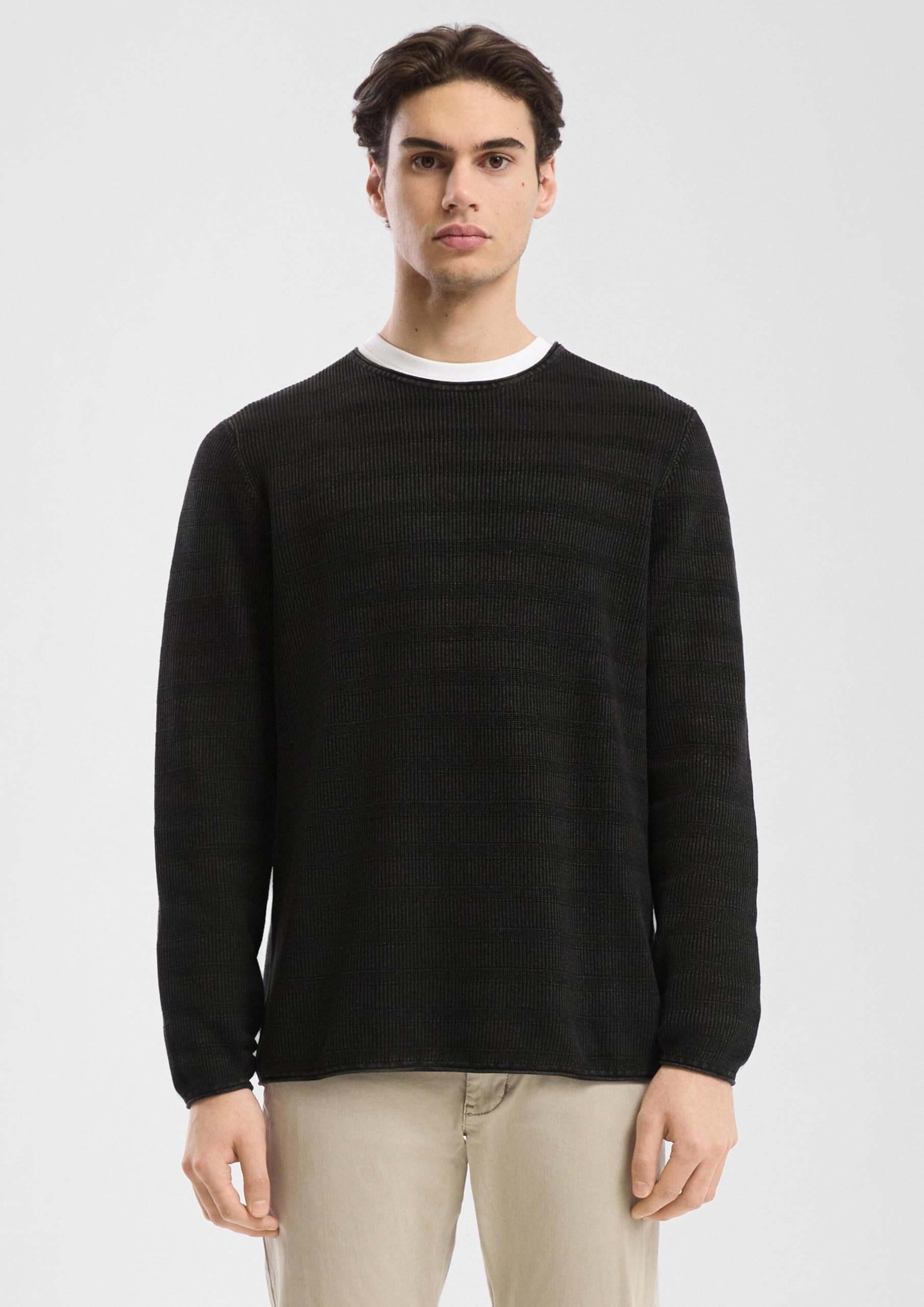 s.Oliver QS Strickpullover Rippstruktur Pullover olivgrün