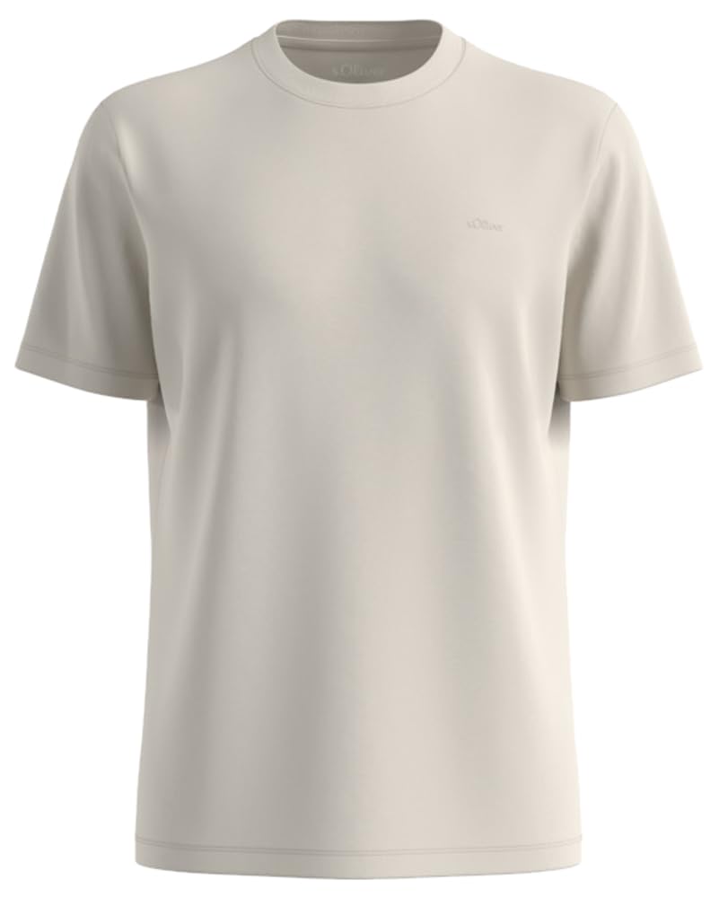 s.Oliver 2185485 T-Shirt mit Logo Herren Beige Baumwolle