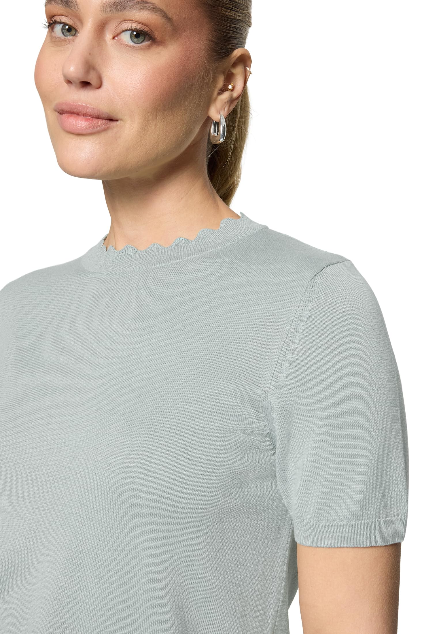 zero Kurzarmpullover mit Wellensaum Gr.40 Silver Blue