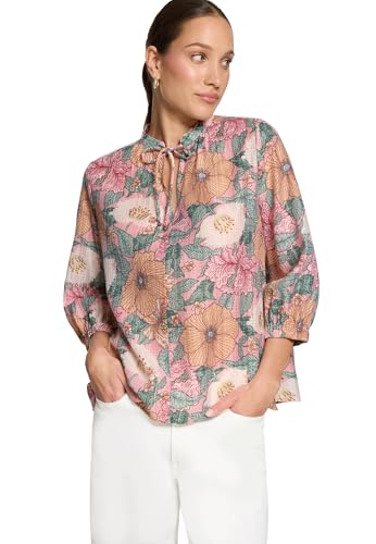 zero Bluse Kurz 3/4 Arm Blumenmuster V-Ausschnitt