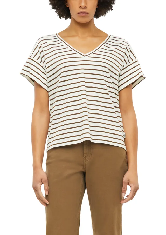 s.Oliver RED LABEL T-Shirt gestreift V-Ausschnitt Relaxed Fit