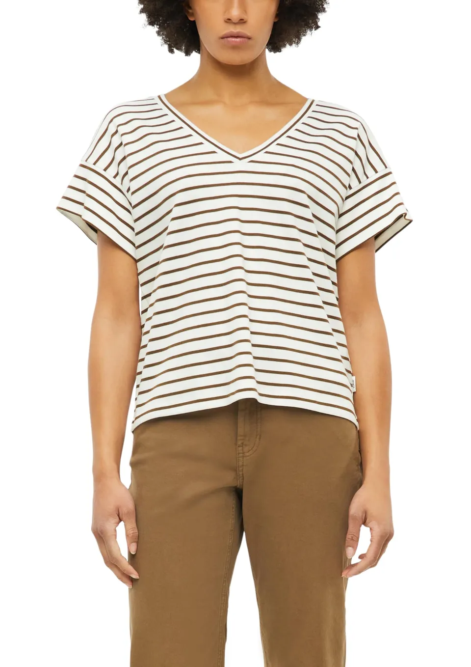s.Oliver RED LABEL T-Shirt gestreift V-Ausschnitt Relaxed Fit