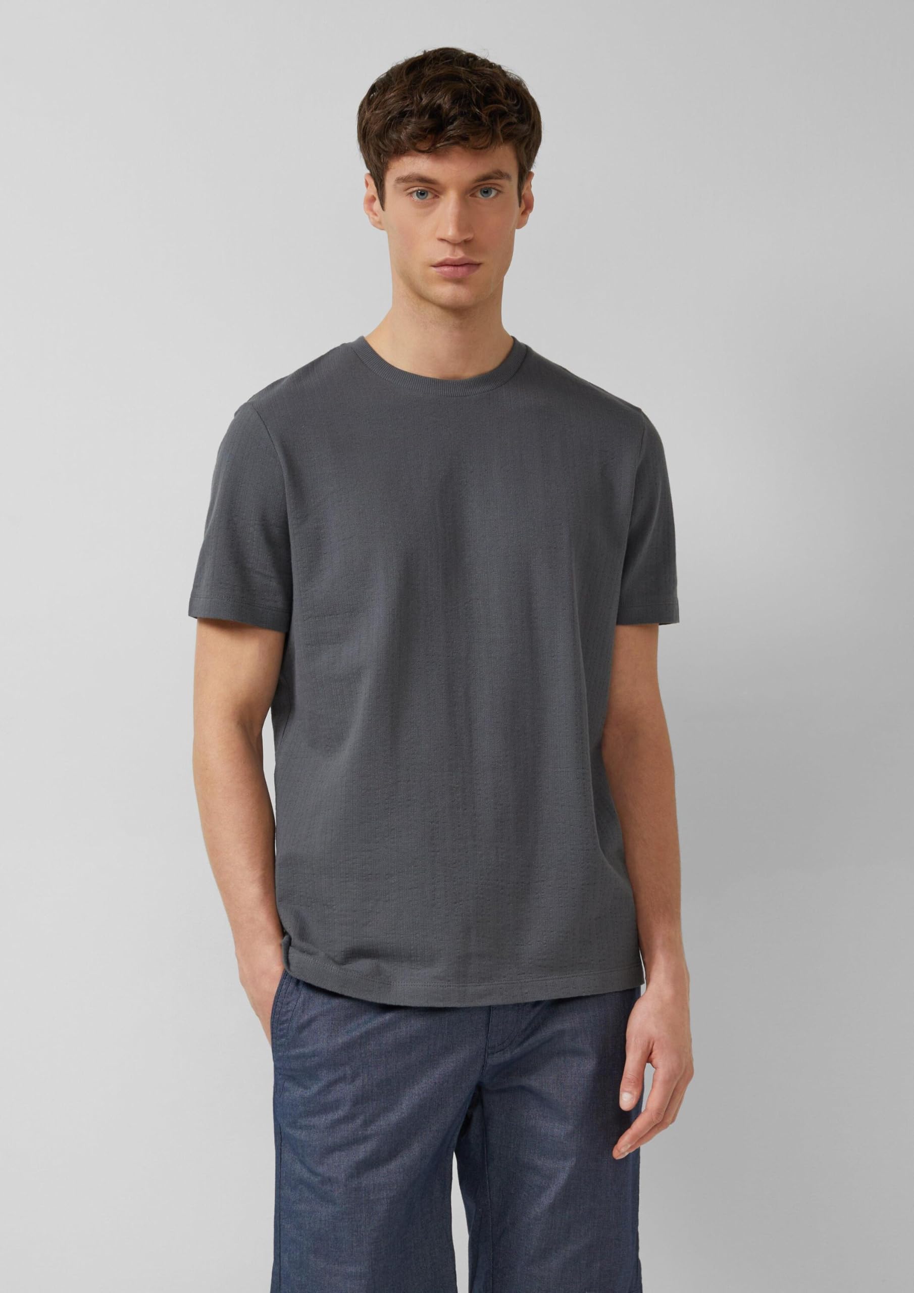 s.Oliver Junior Struktur T-Shirt dunkelgrau Baumwolle