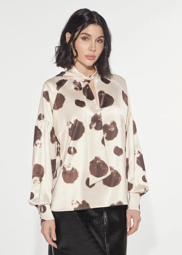 Denny Rose Ink Bluse Vanilla Espresso Satin