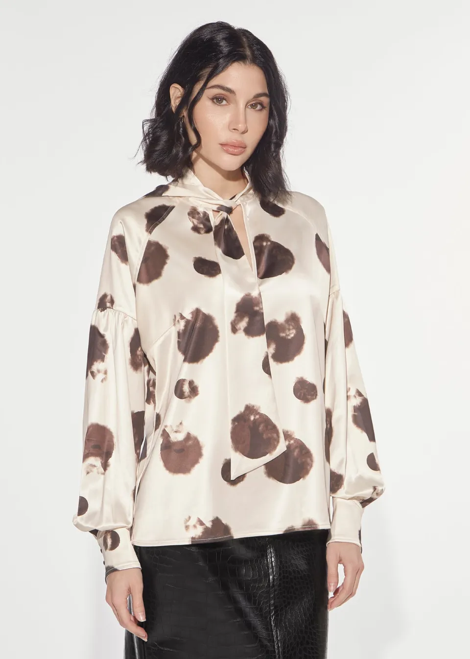 Denny Rose Ink Bluse Vanilla Espresso Satin