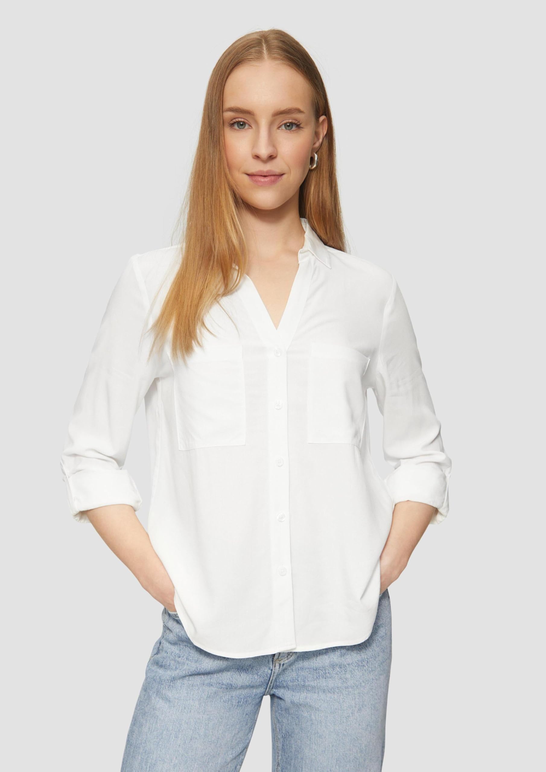 s.Oliver QS Viskosebluse Turn-up Taschen Gr. 40