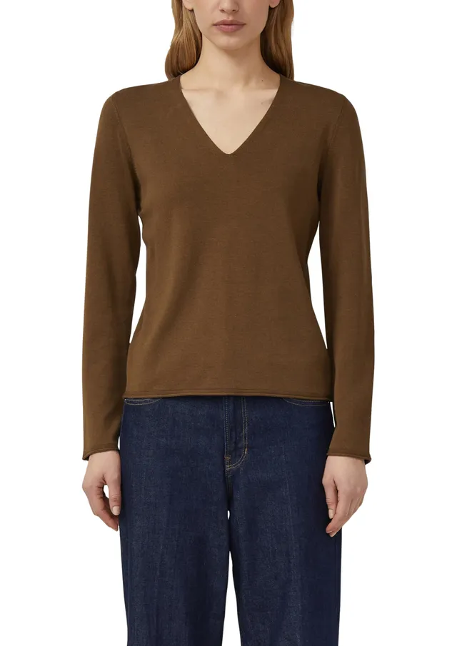 s.Oliver Red Label Feinstrickpullover V-Ausschnitt Rollkante