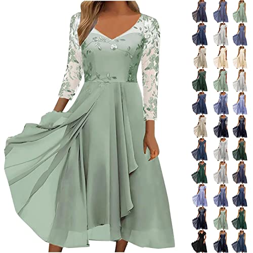 Singular Spitzenkleid Chiffon Brautjungfer Green-5