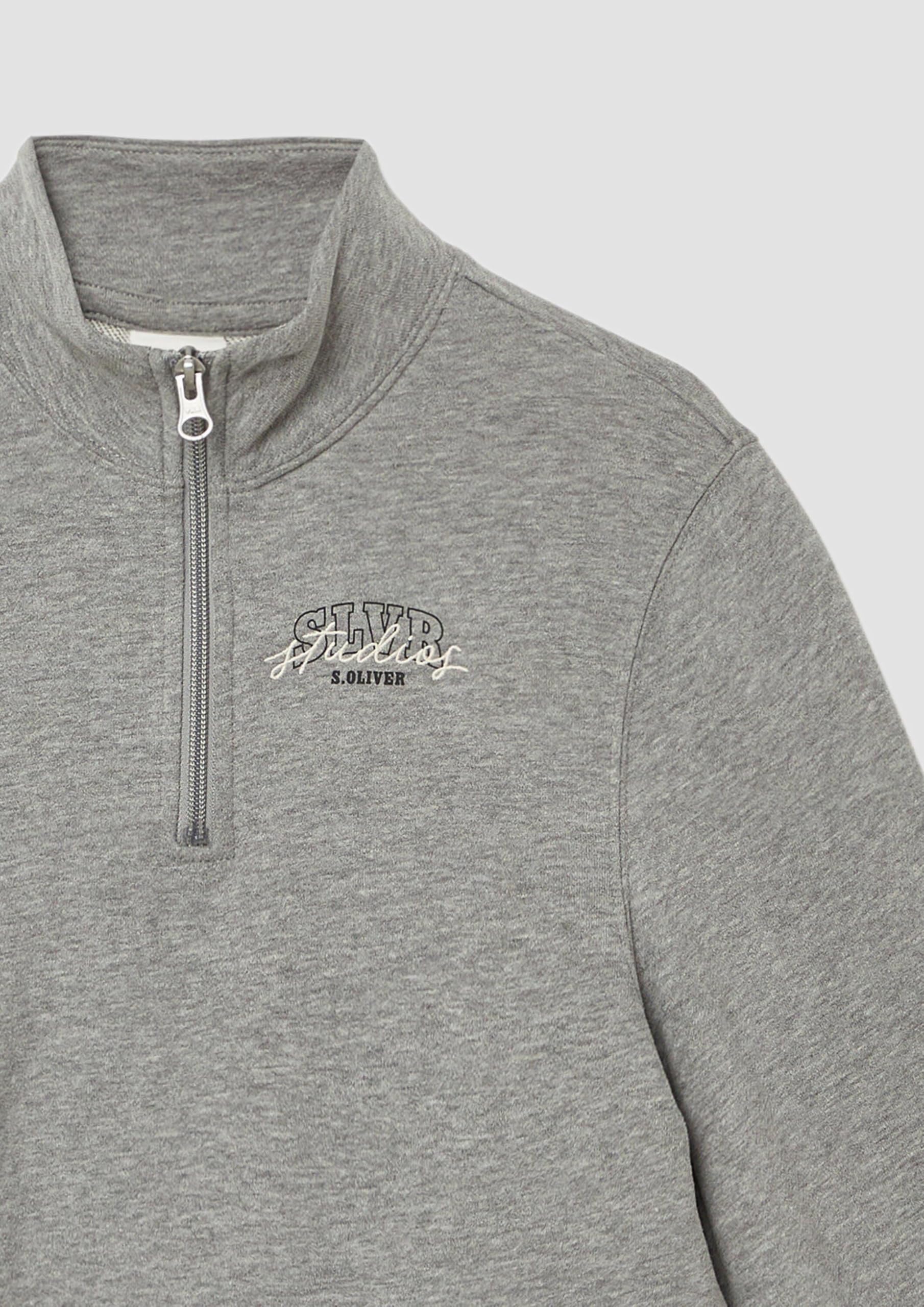 s.Oliver RED LABEL Cropped-Sweatshirt creme Stehkragen