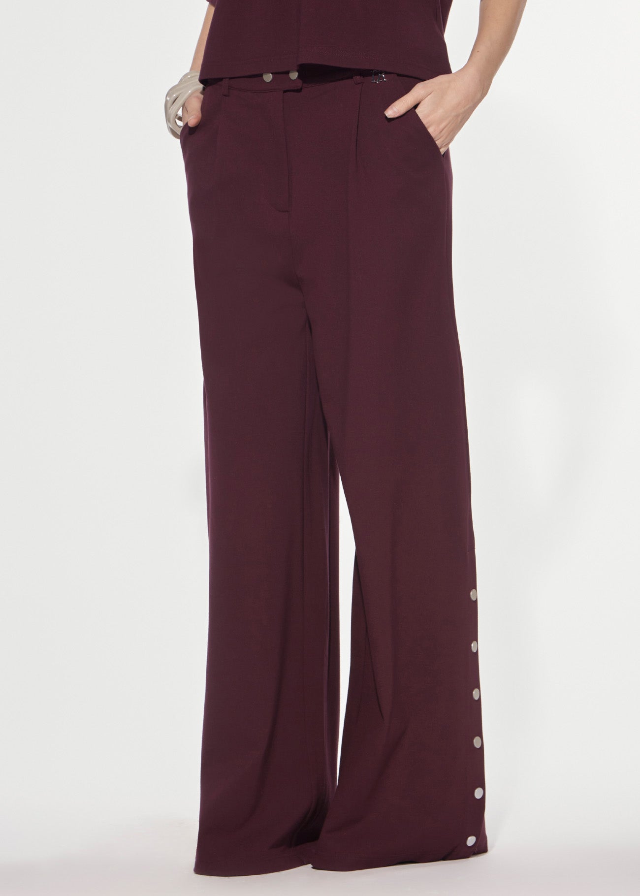 Denny Rose Punto Milano Palazzohose Red Wine mit Knöpfen