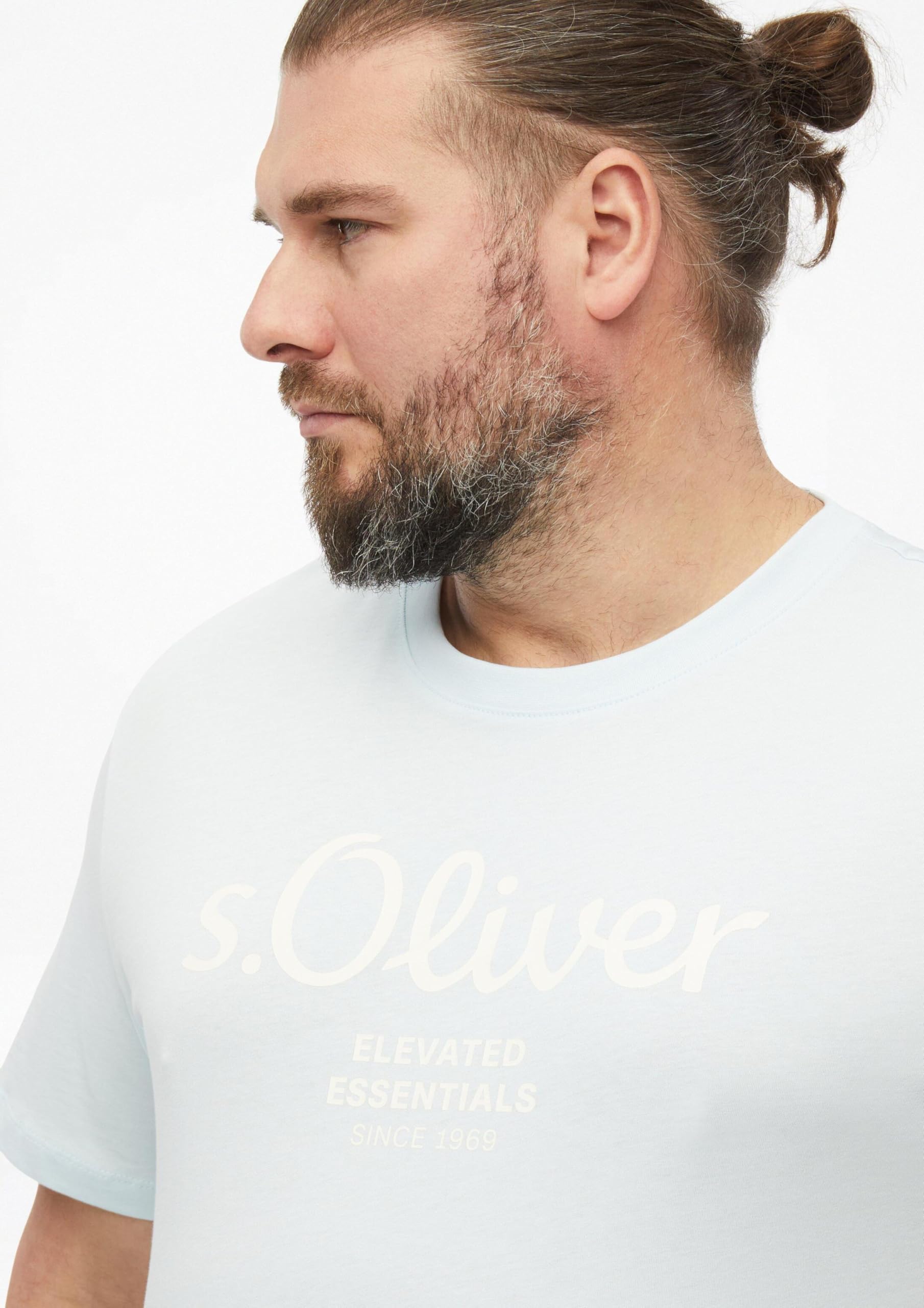 s.Oliver Baumwoll-T-Shirt Logo-Print Dunkelbraun