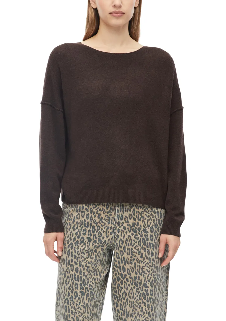 s.Oliver RED LABEL Oversize Strickpullover U-Boot braun
