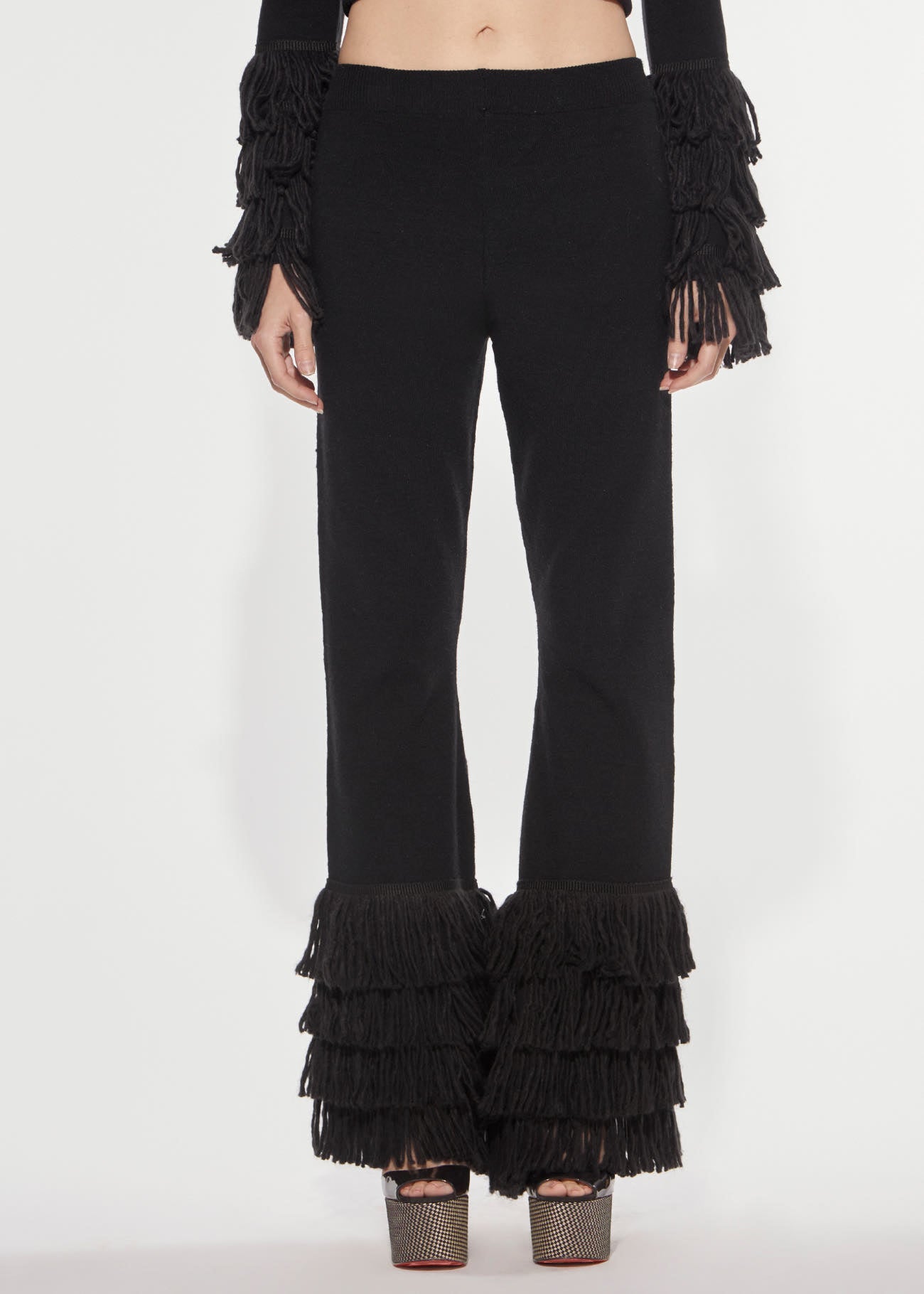 Denny Rose Maglia Fransen Strickhose Schwarz