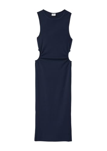 s.Oliver RED LABEL Geripptes Midi-Kleid mit Cut-Out Schlitz Navy 134