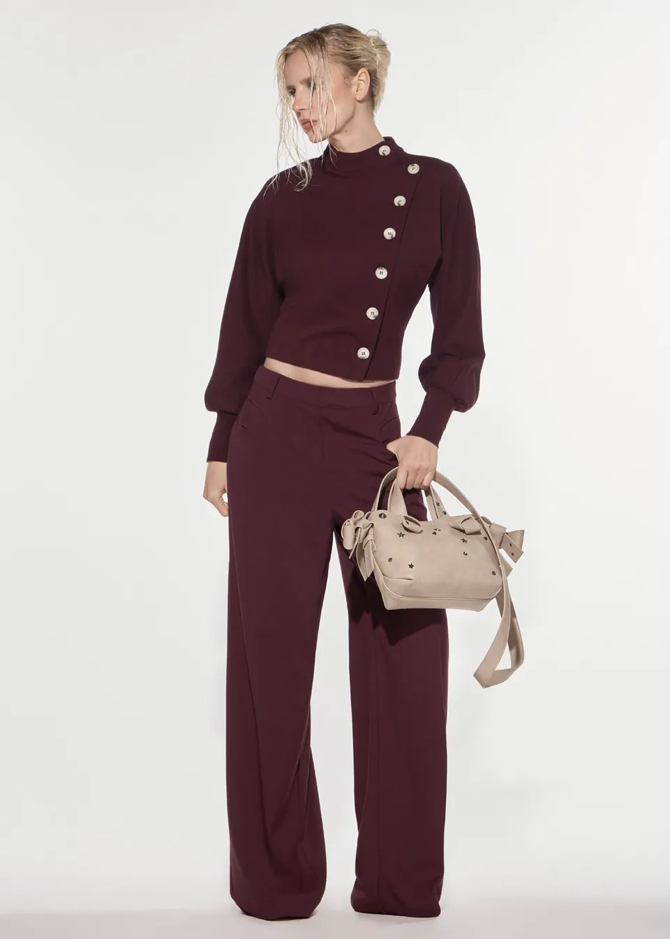 Denny Rose Over Stoffhose bordeaux weit B-Stretch