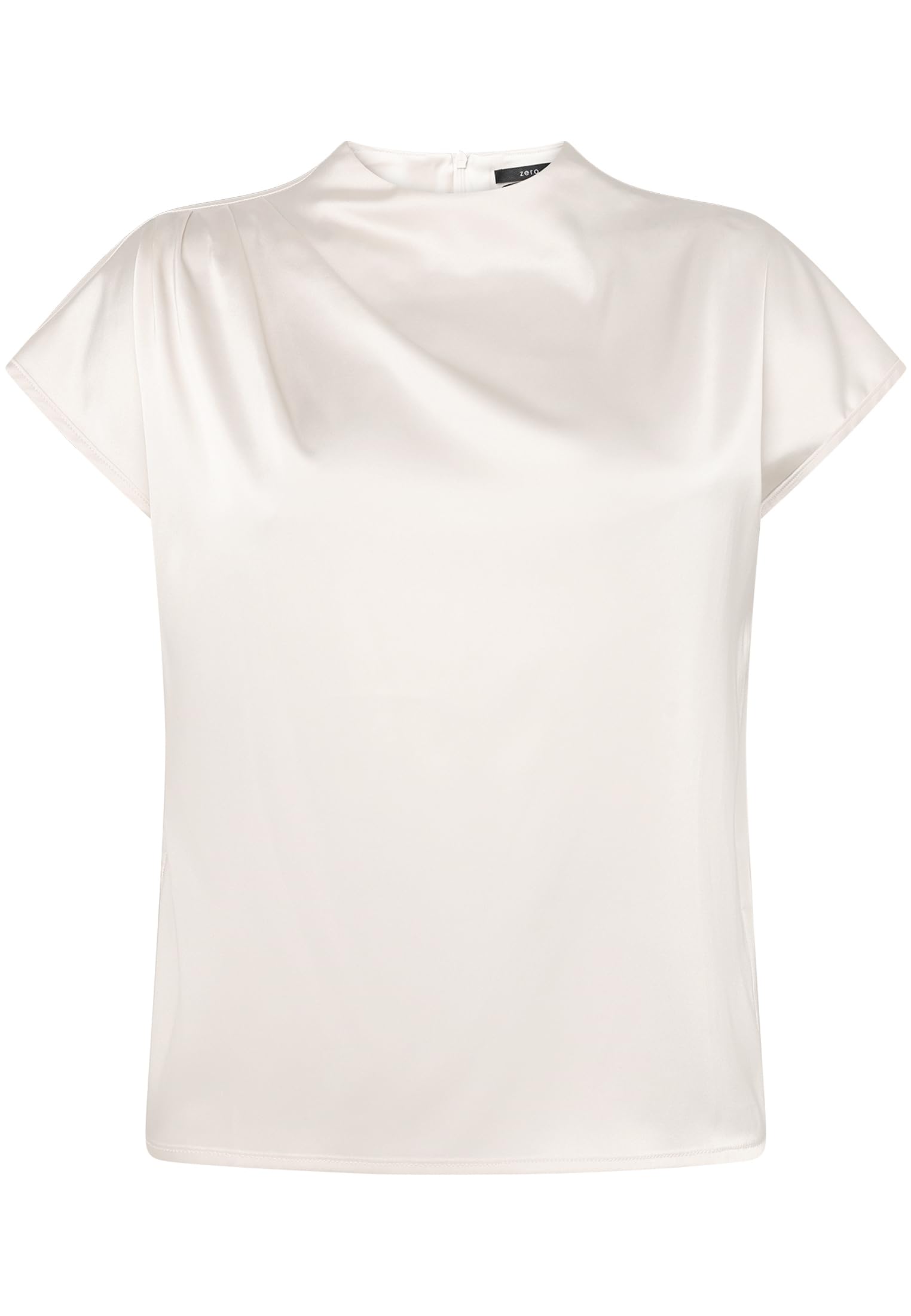 zero Damen Satin-Bluse mit Kragen figurumspielend Kurzarm
