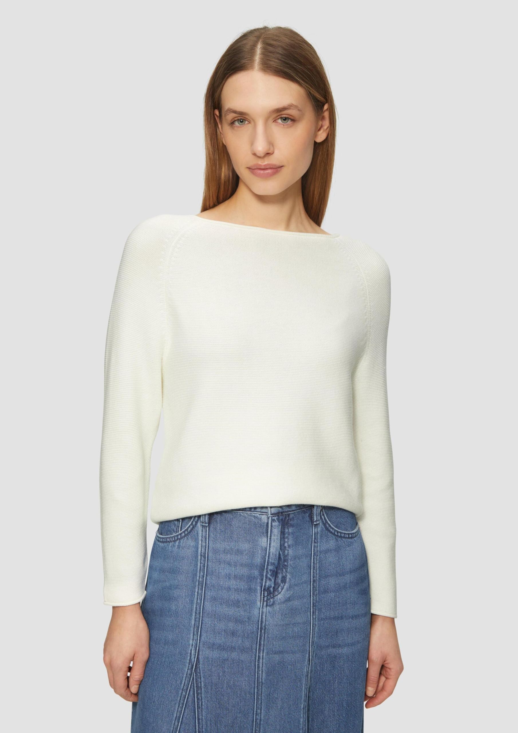 s.Oliver Strickpullover U-Boot-Ausschnitt Gr. 38 creme Regular Fit