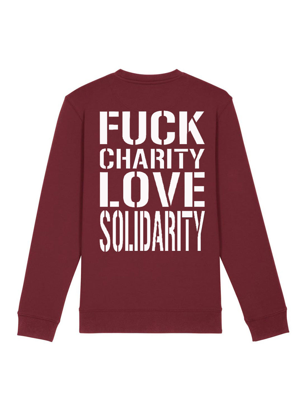 dna merch Fuck Charity Rundhalspullover Damen schwarz Biobaumwolle