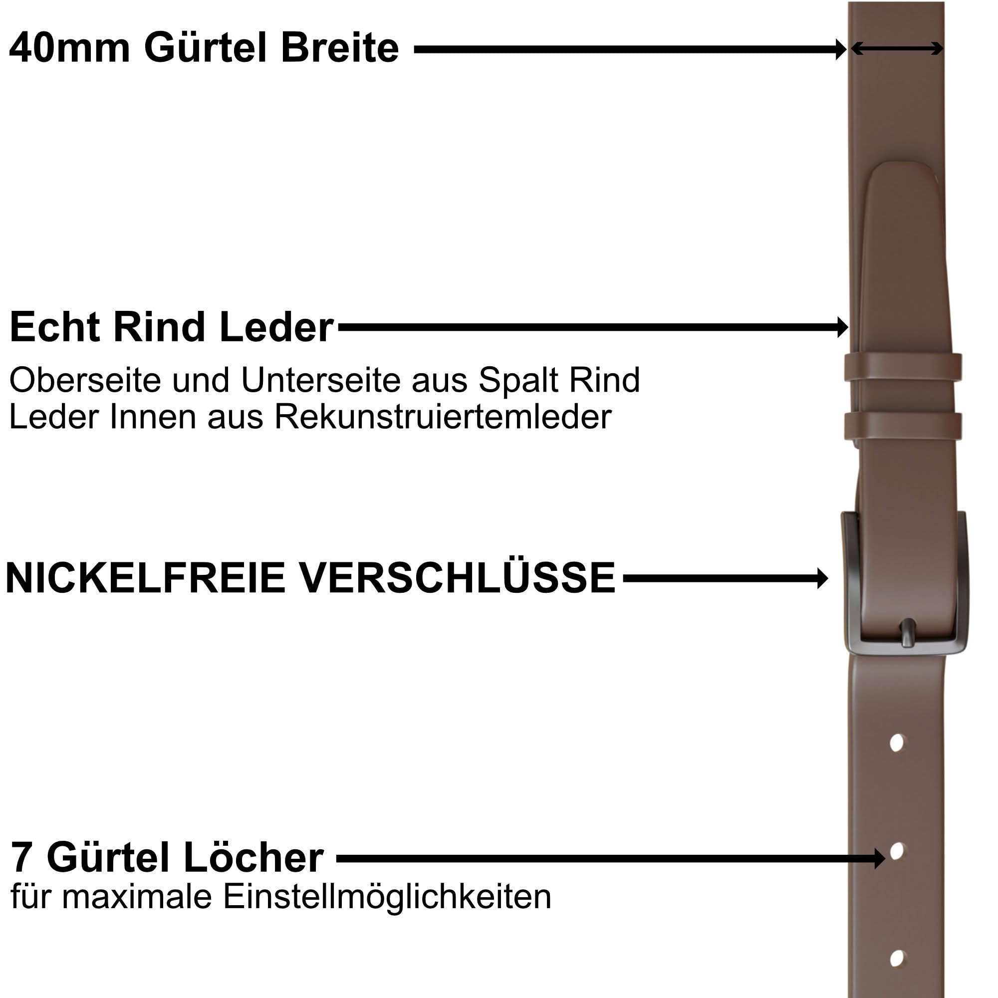BEZLIT Herren Leder Gürtel Metallschließe Business