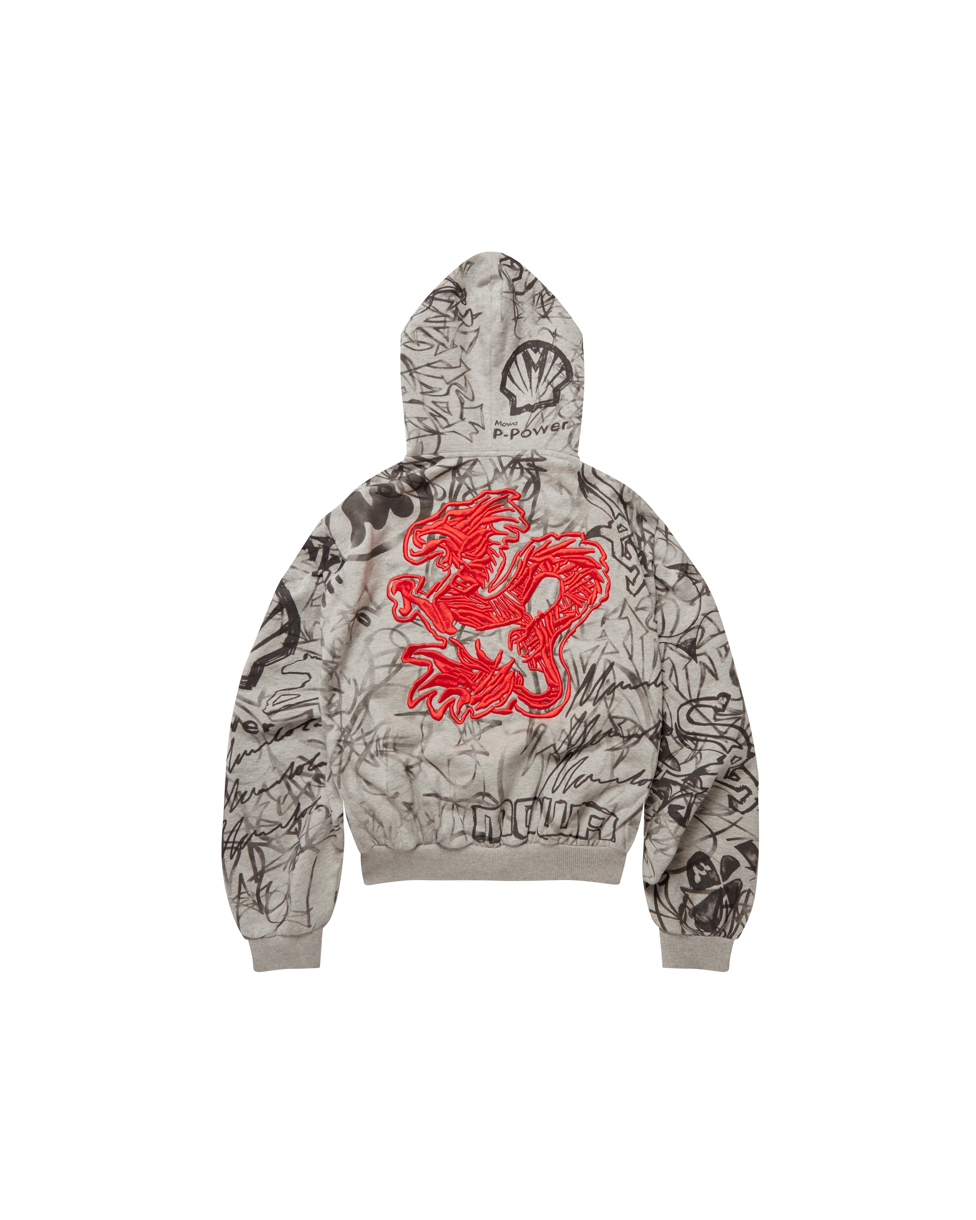 Mowalola Graffiti Track Top Hoodie Grau Baumwolle