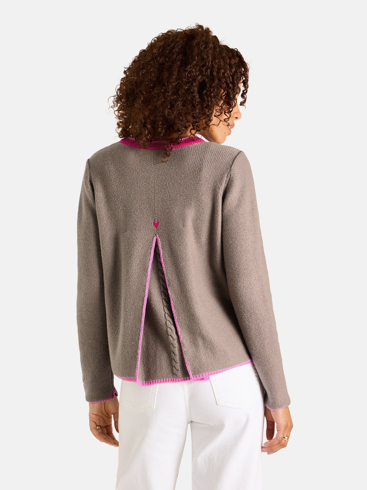 Lieblingsstück ZippaL Strickjacke taupe Merinowolle