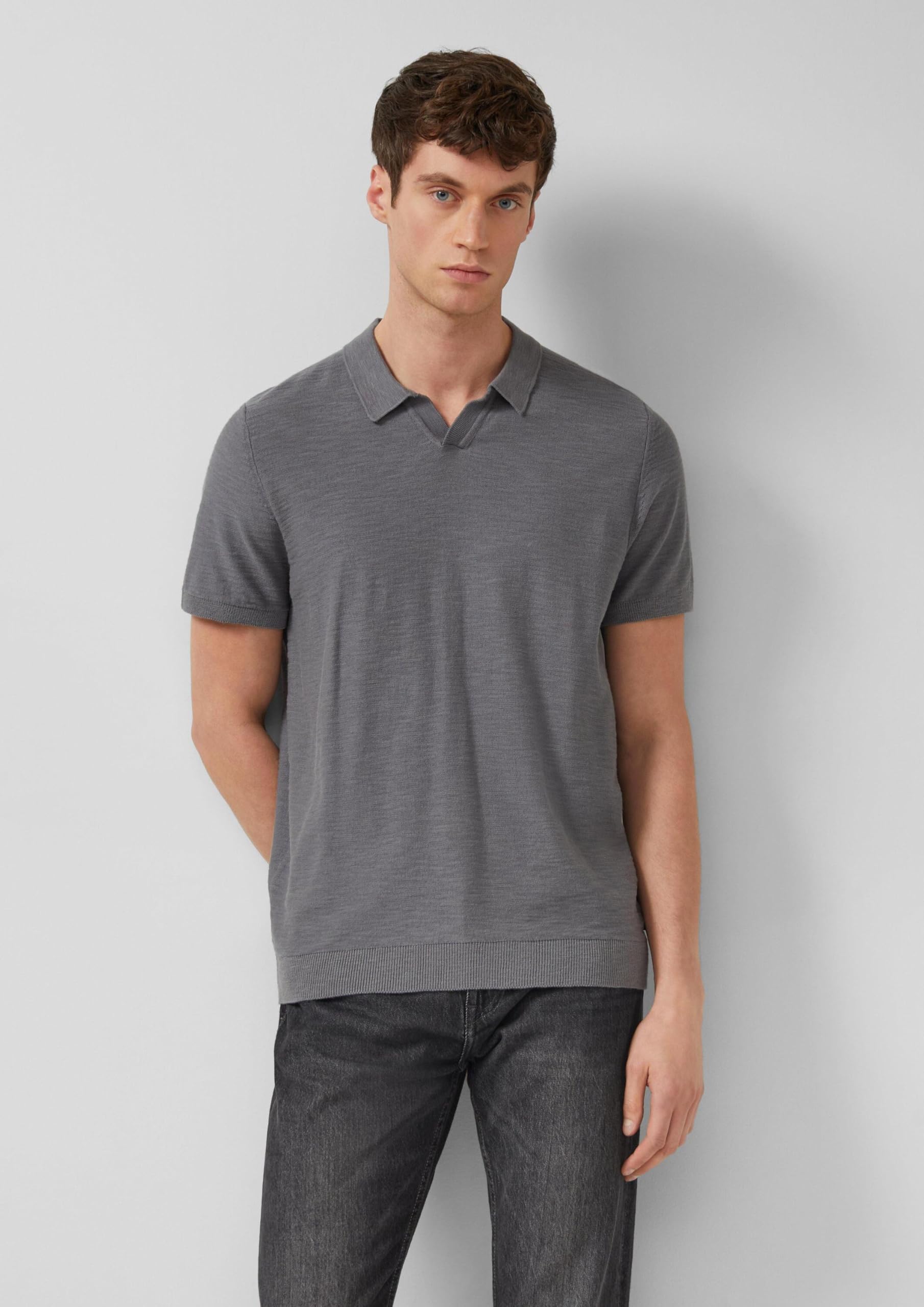 s.Oliver RED LABEL Flammgarn Strick-Polo L olivgrün
